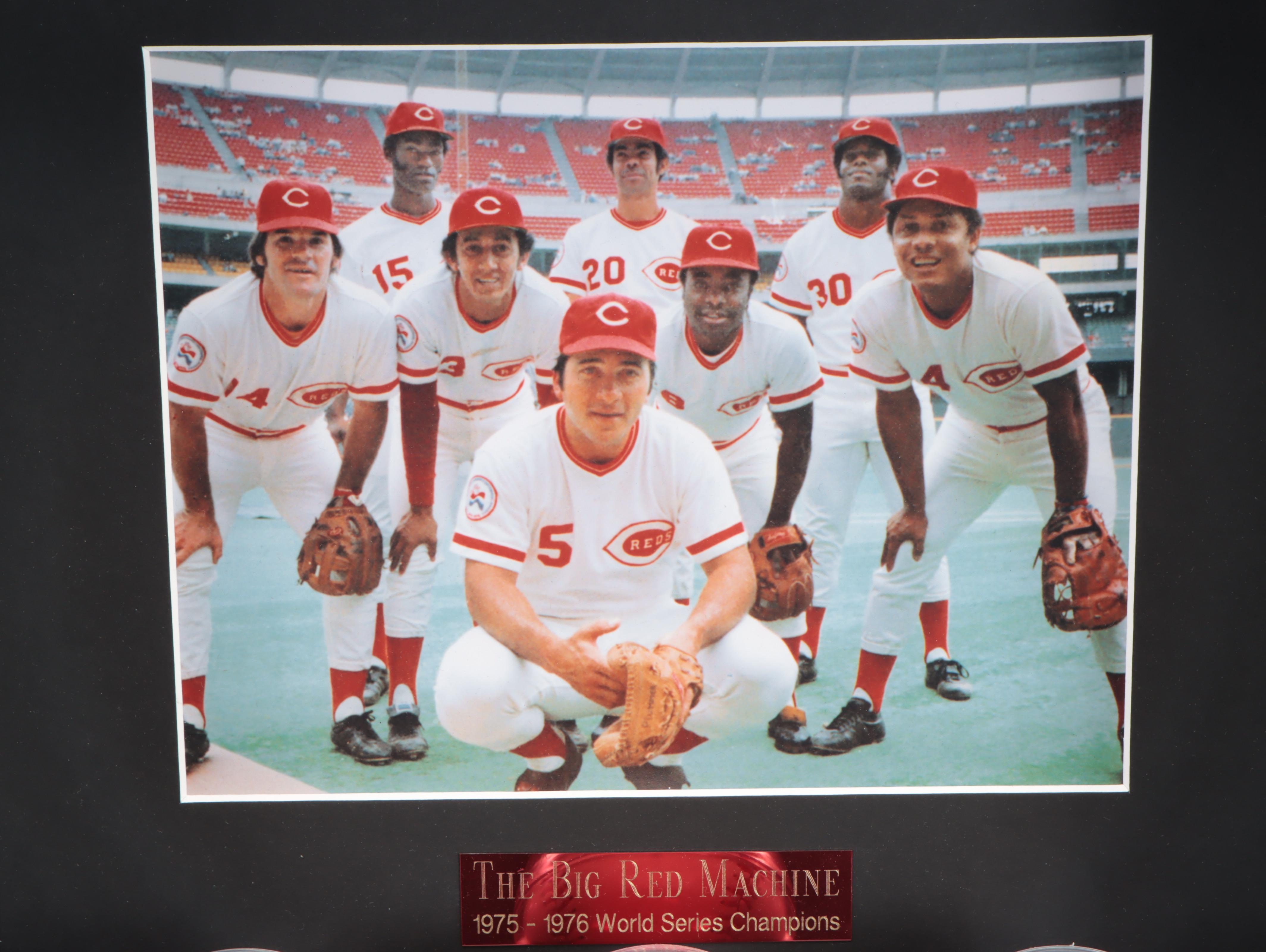 "The Big Red Machine" Signed Baseball Display with Rose, Bench, Morgan, and More