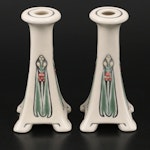 Pair of Rookwood Pottery Art Deco Style Ceramic Candlesticks, 2019