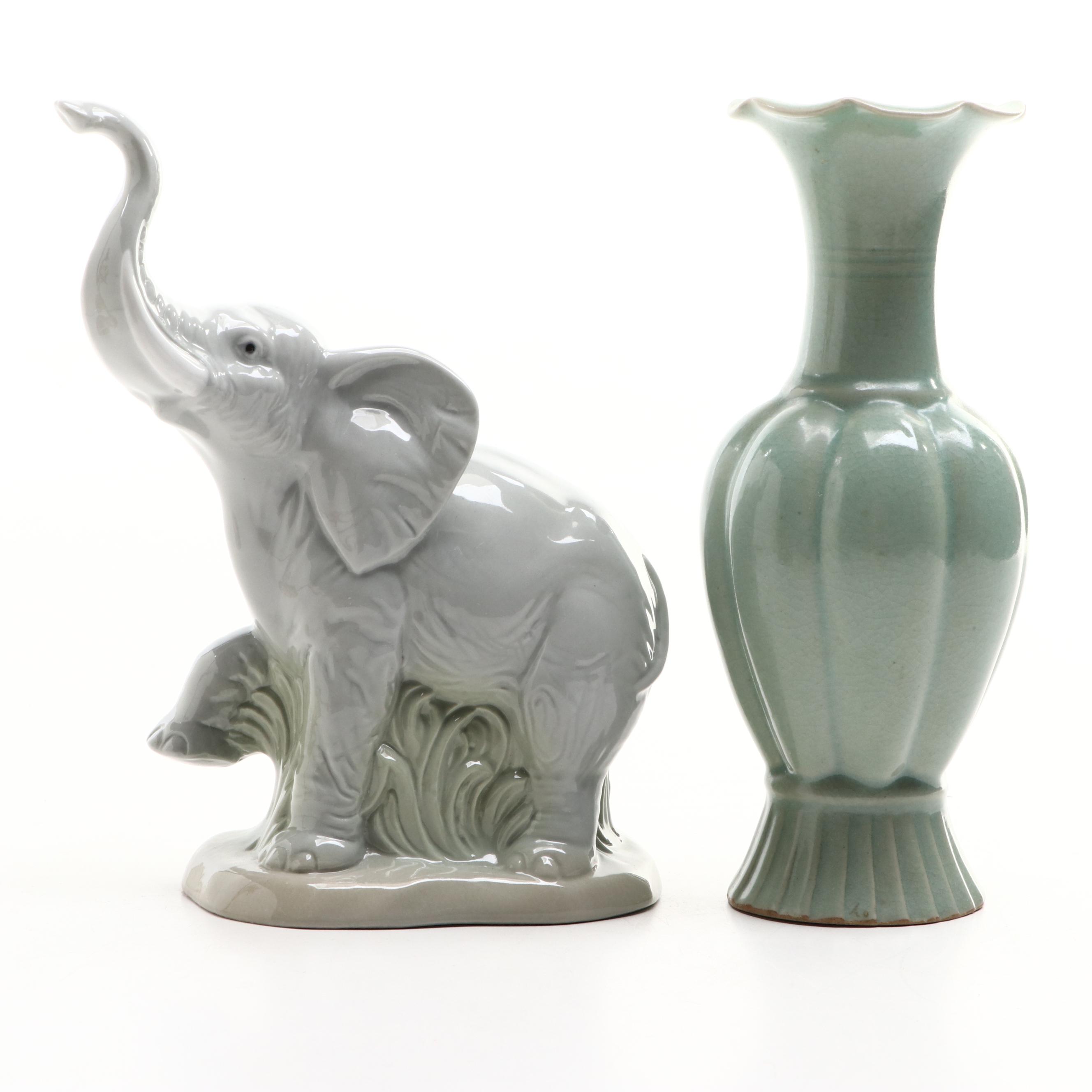 Sankyo Resin Music Box, M. Requena Porcelain Elephant Figurine and More