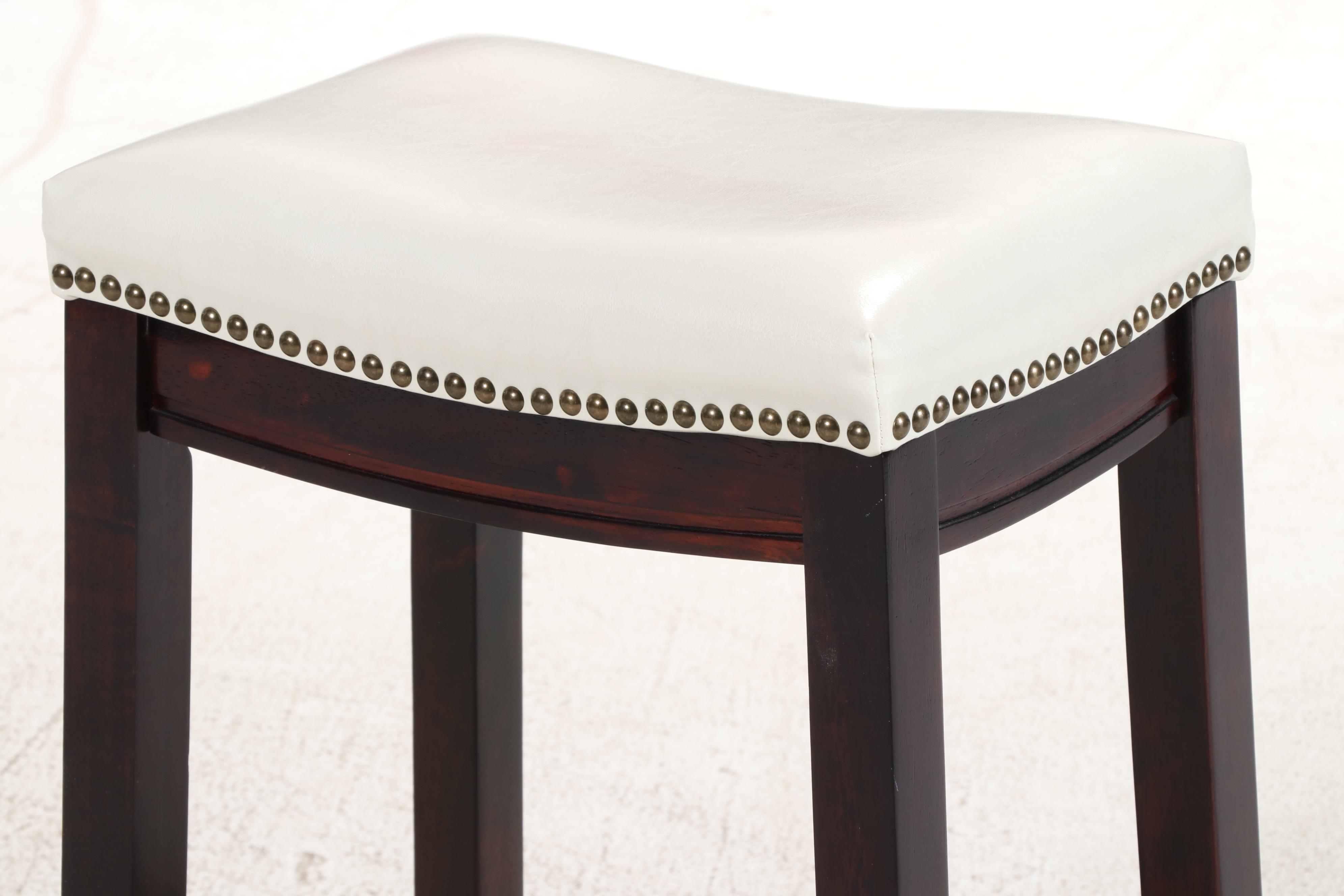 Pair of Linon Home Hardwood and FauxLeather Counter Stools with