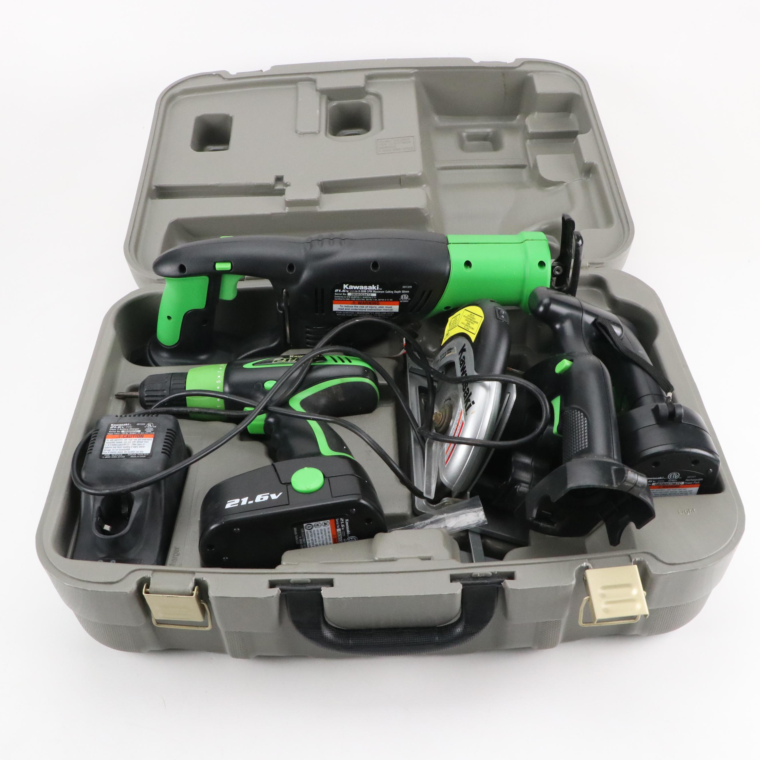 Kawasaki Cordless Drill, Reciprocating Saw, Circular Saw and Flashlight