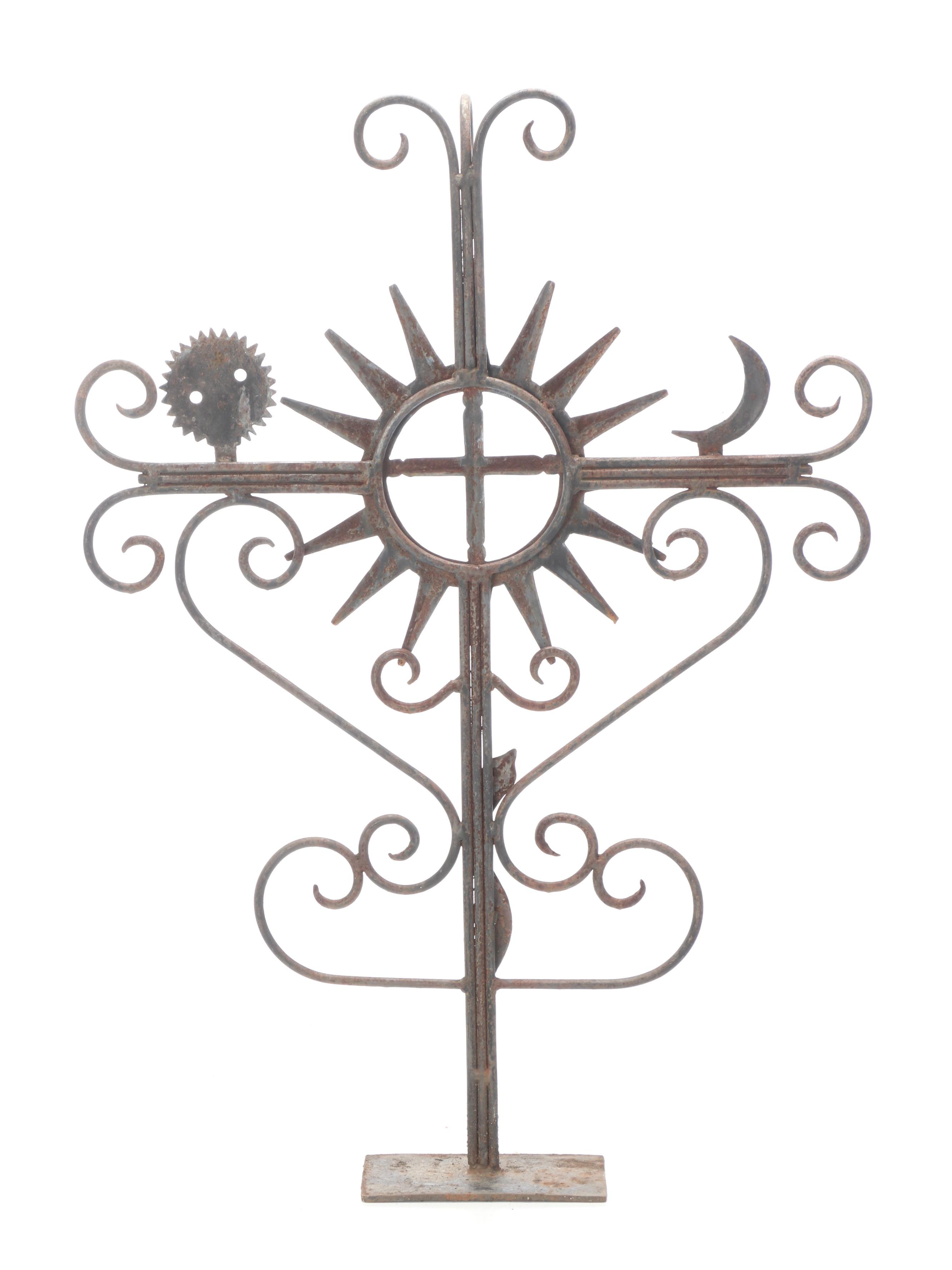 Wrought Metal Celestial Motif Garden Ornament