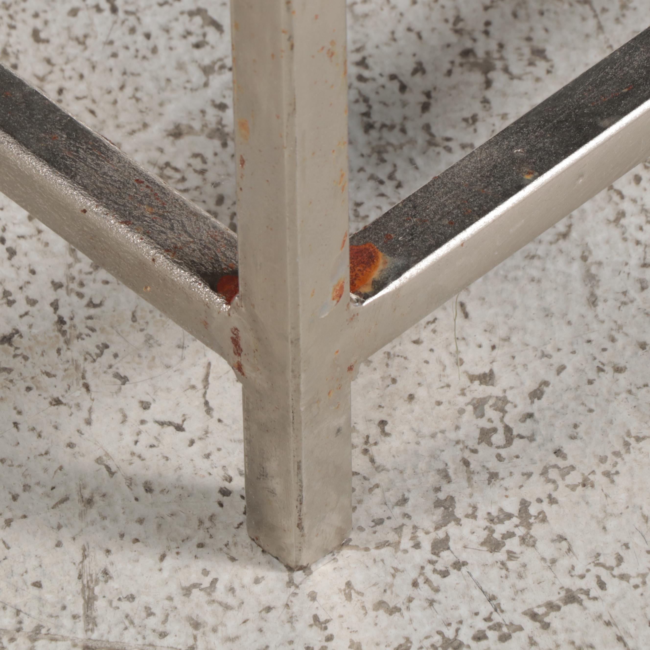 Contemporary White-Washed Wood and Metal Coffee Table
