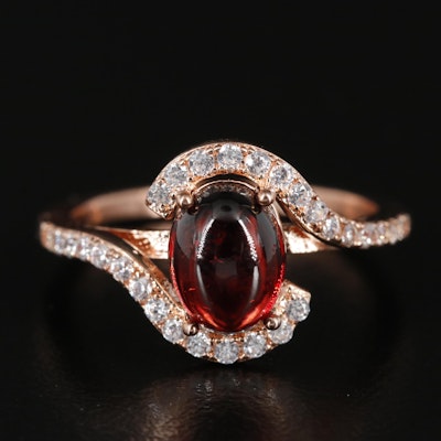 Sterling Garnet and Cubic Zirconia Ring