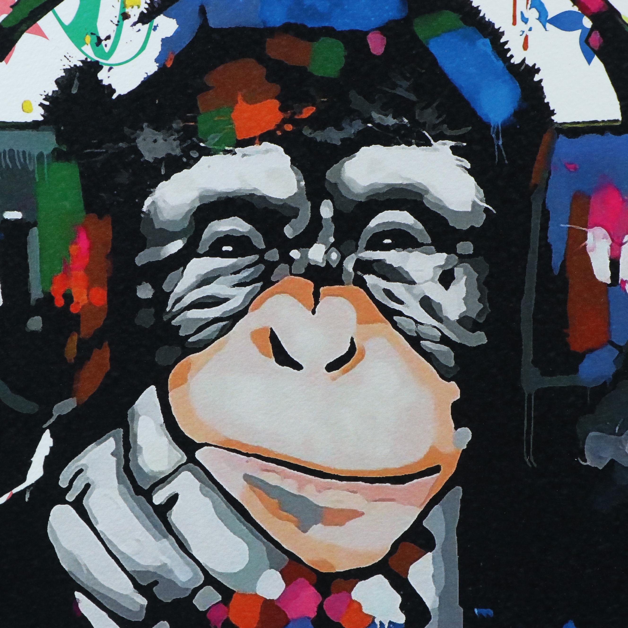 Death NYC Pop Art Graphic Print of Banksy DJ Monkey x Murakami