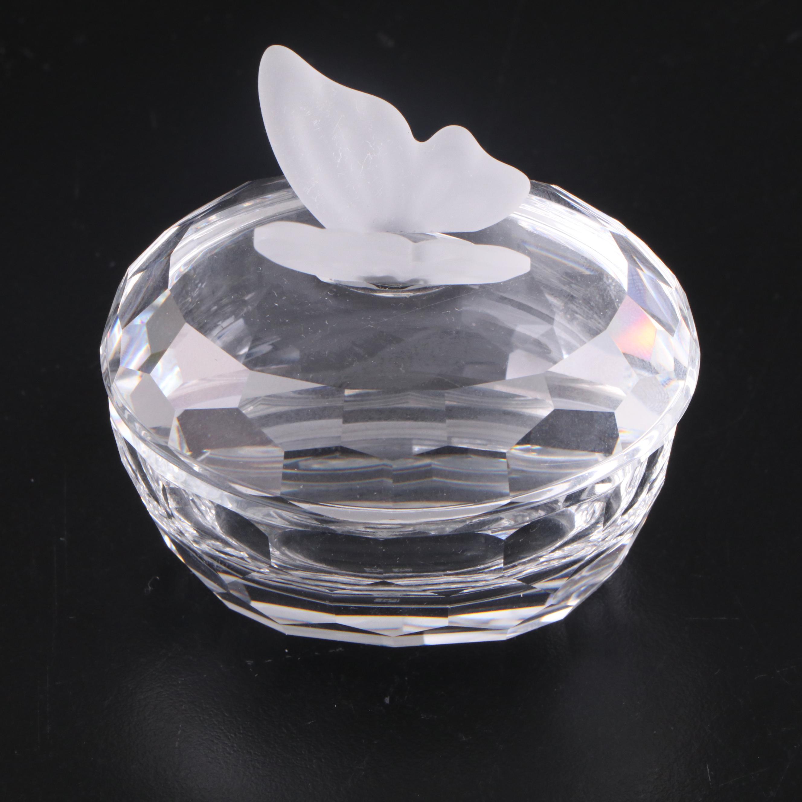 Swarovski Crystal Butterfly Box with Swans and Other Figurines