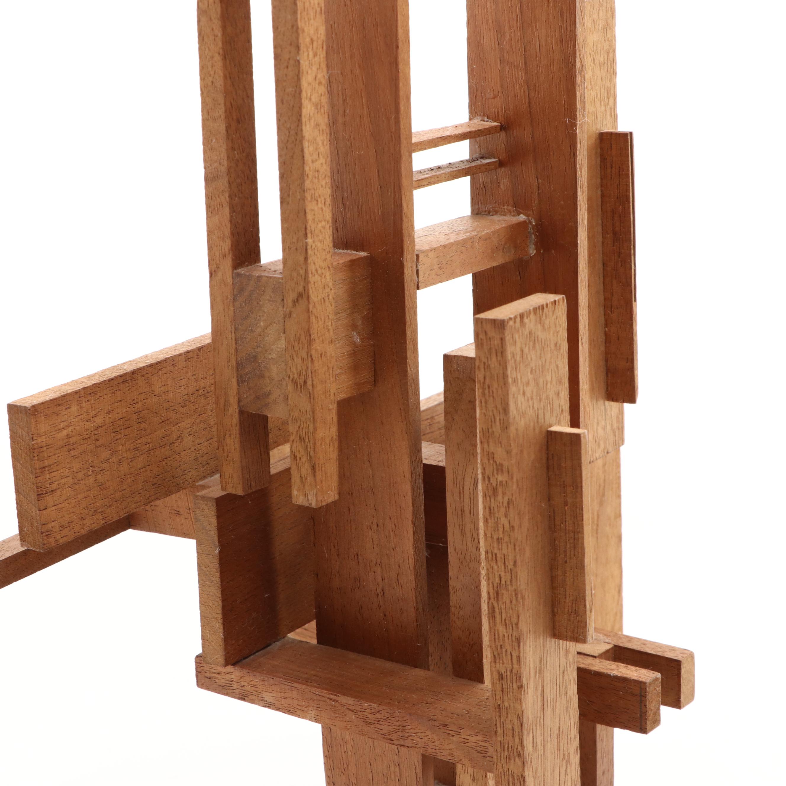 Modern Walnut Linear Abstract Wall Sculpture