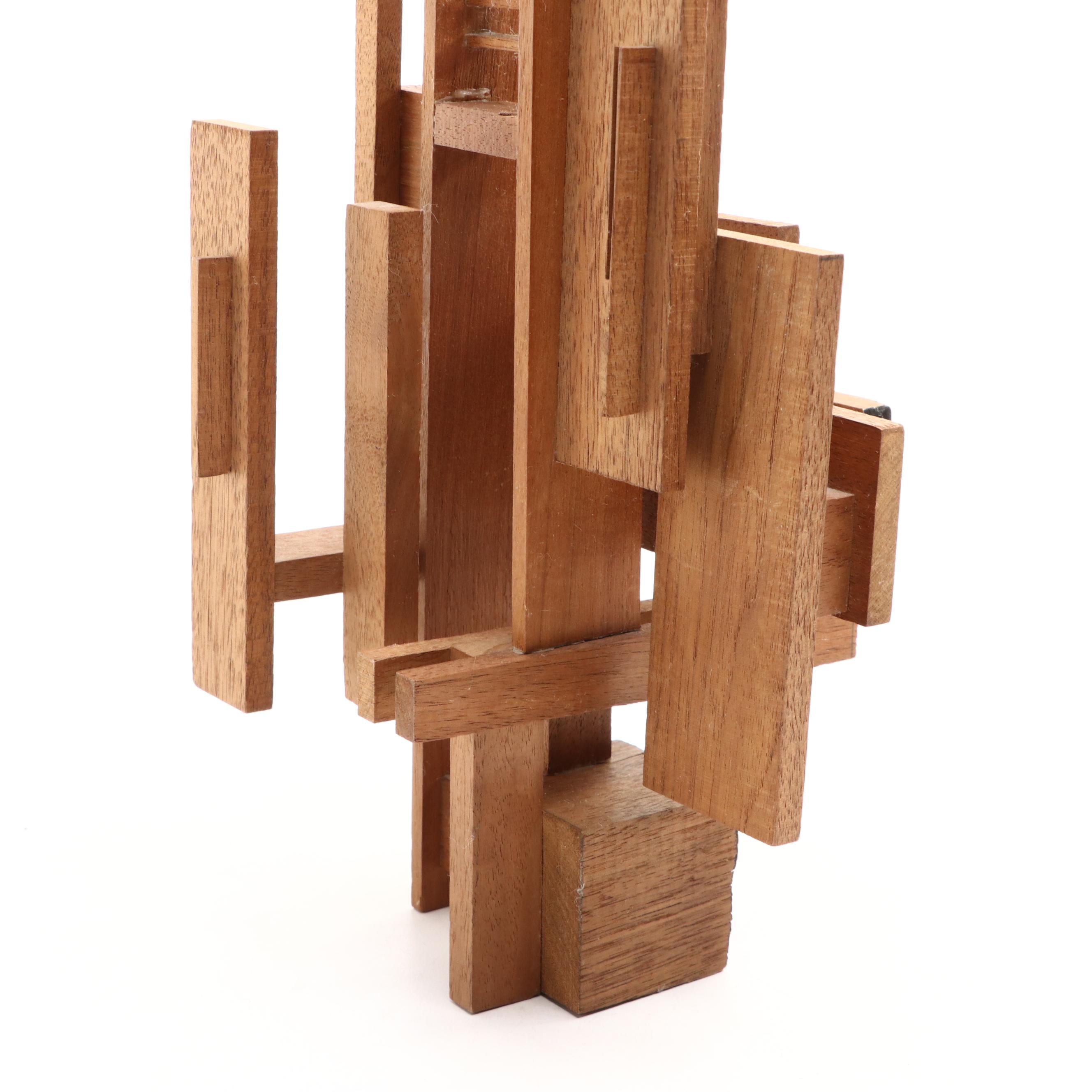 Modern Walnut Linear Abstract Wall Sculpture