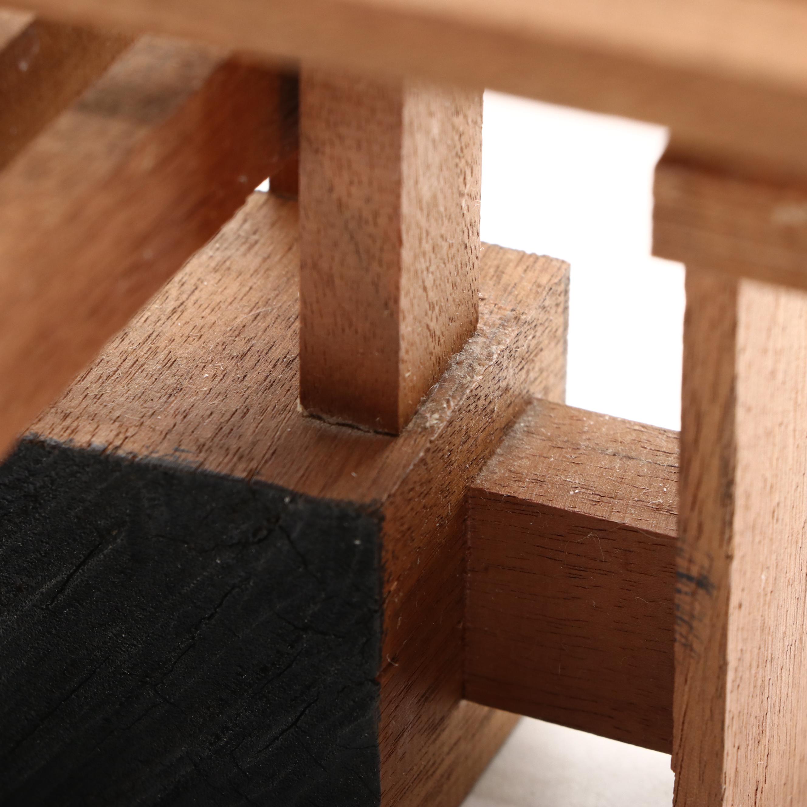 Modern Walnut Linear Abstract Wall Sculpture