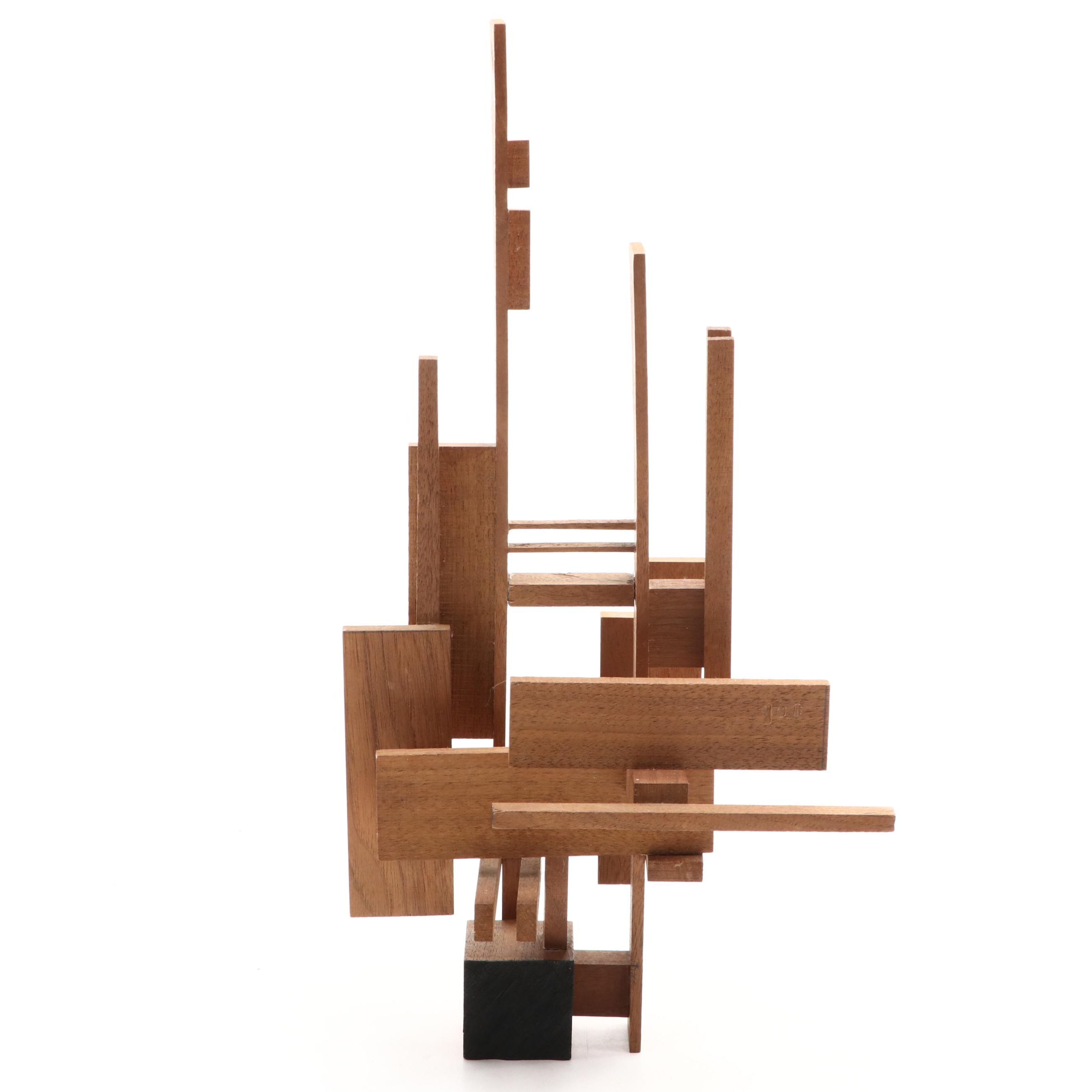 Modern Walnut Linear Abstract Wall Sculpture