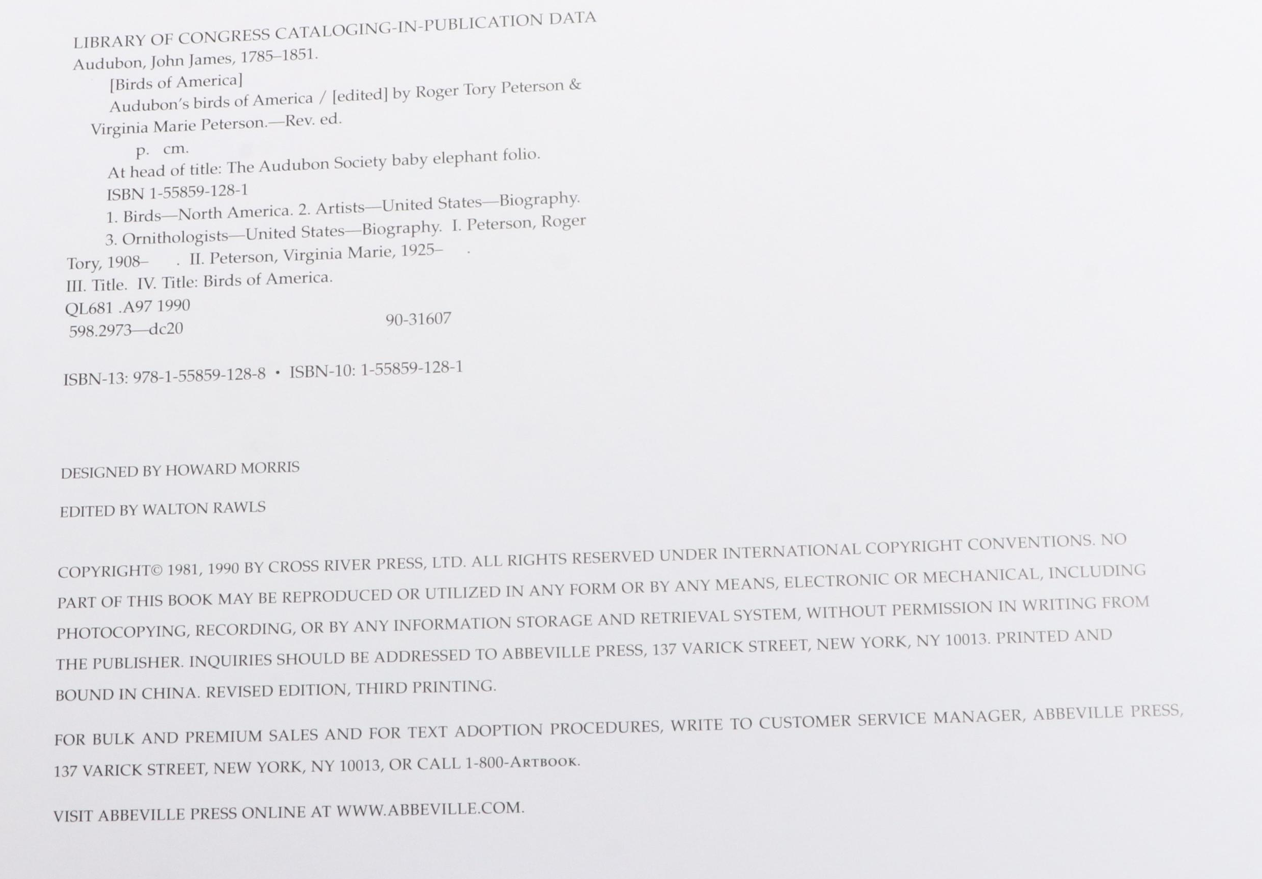 "Audubon's Birds of America" Baby Elephant Folio by the Petersons, 2003