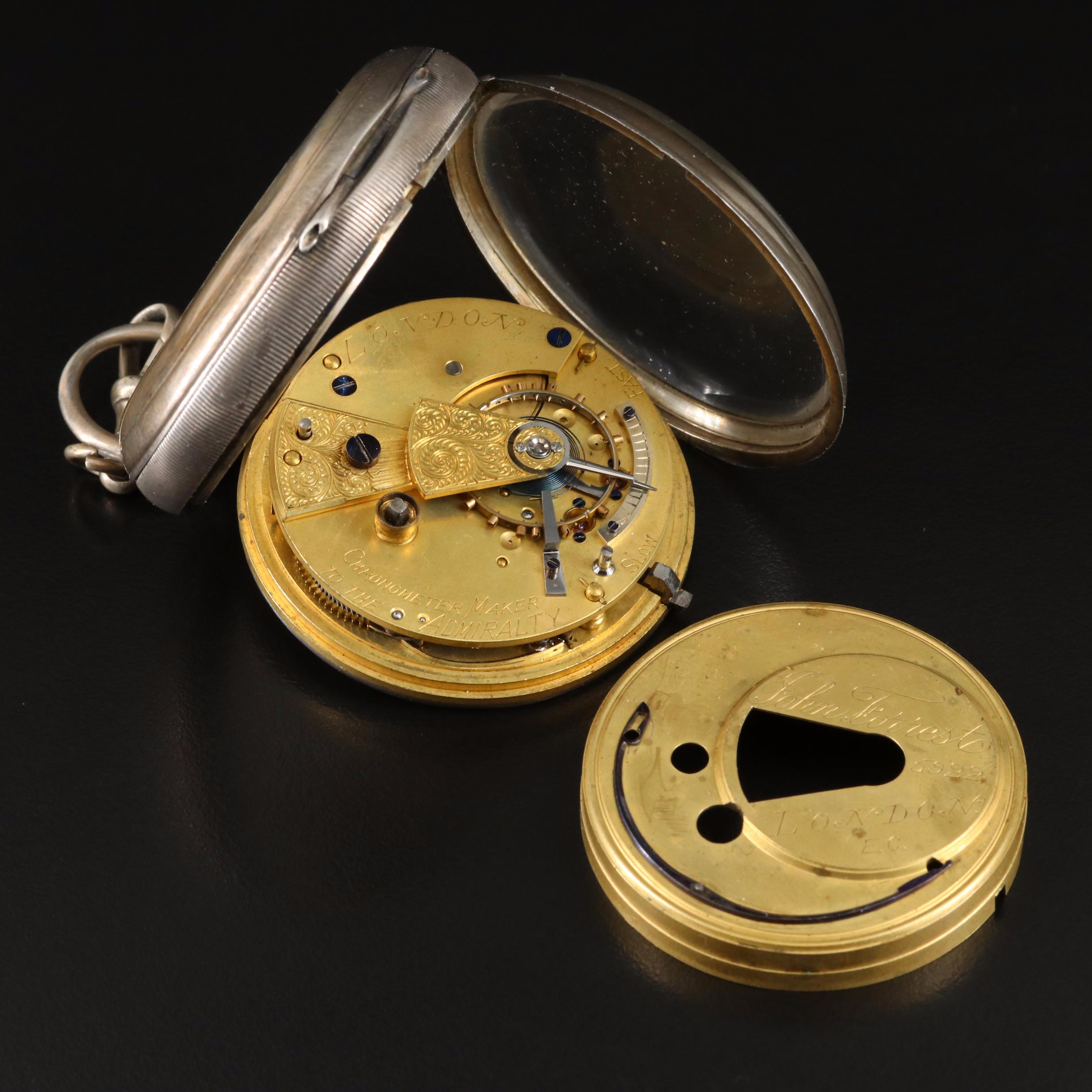 Antique John Forrest, London Signed Movement in Sterling Pocket Watch Case