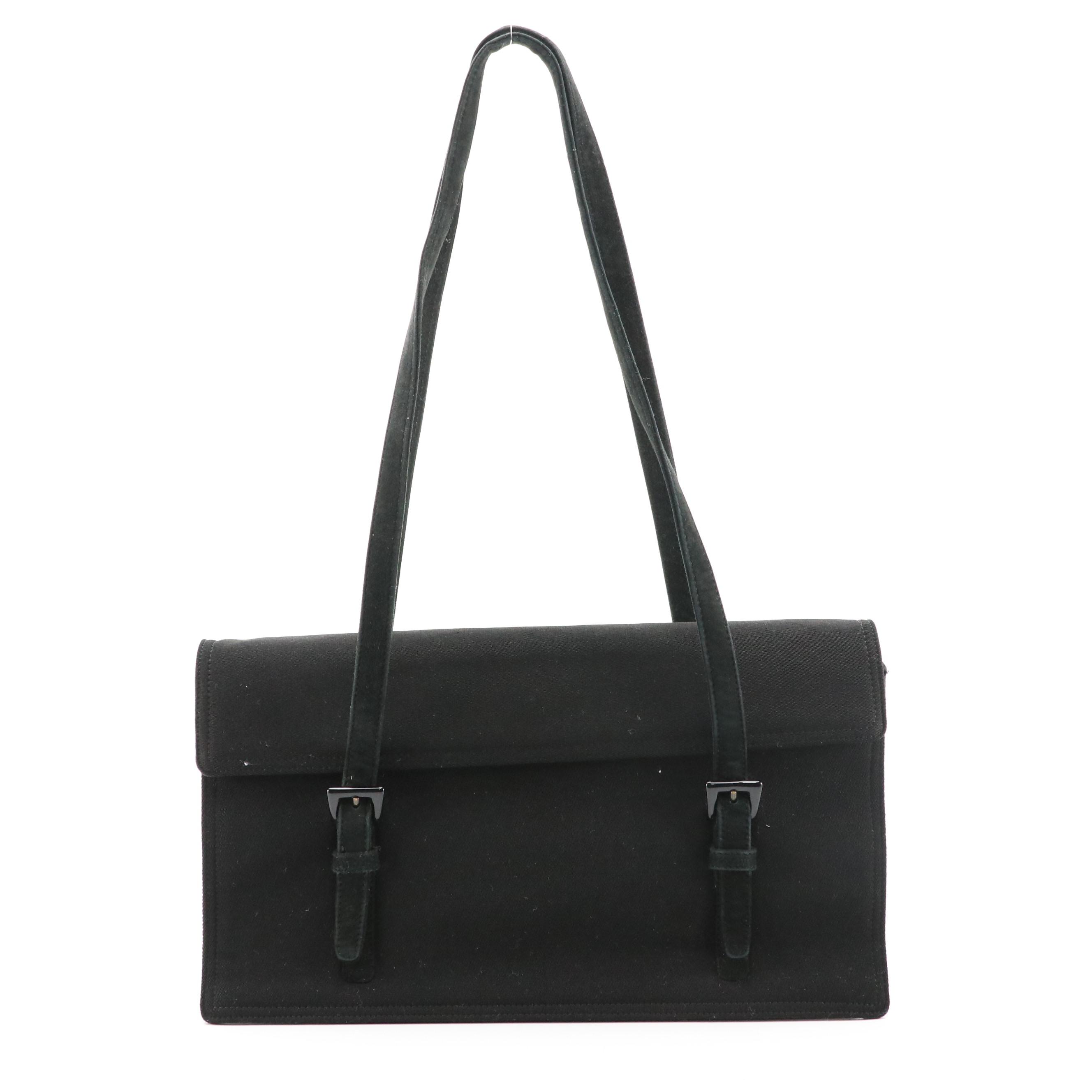 Prada Black Nylon Double Handle Accordion Shoulder Bag