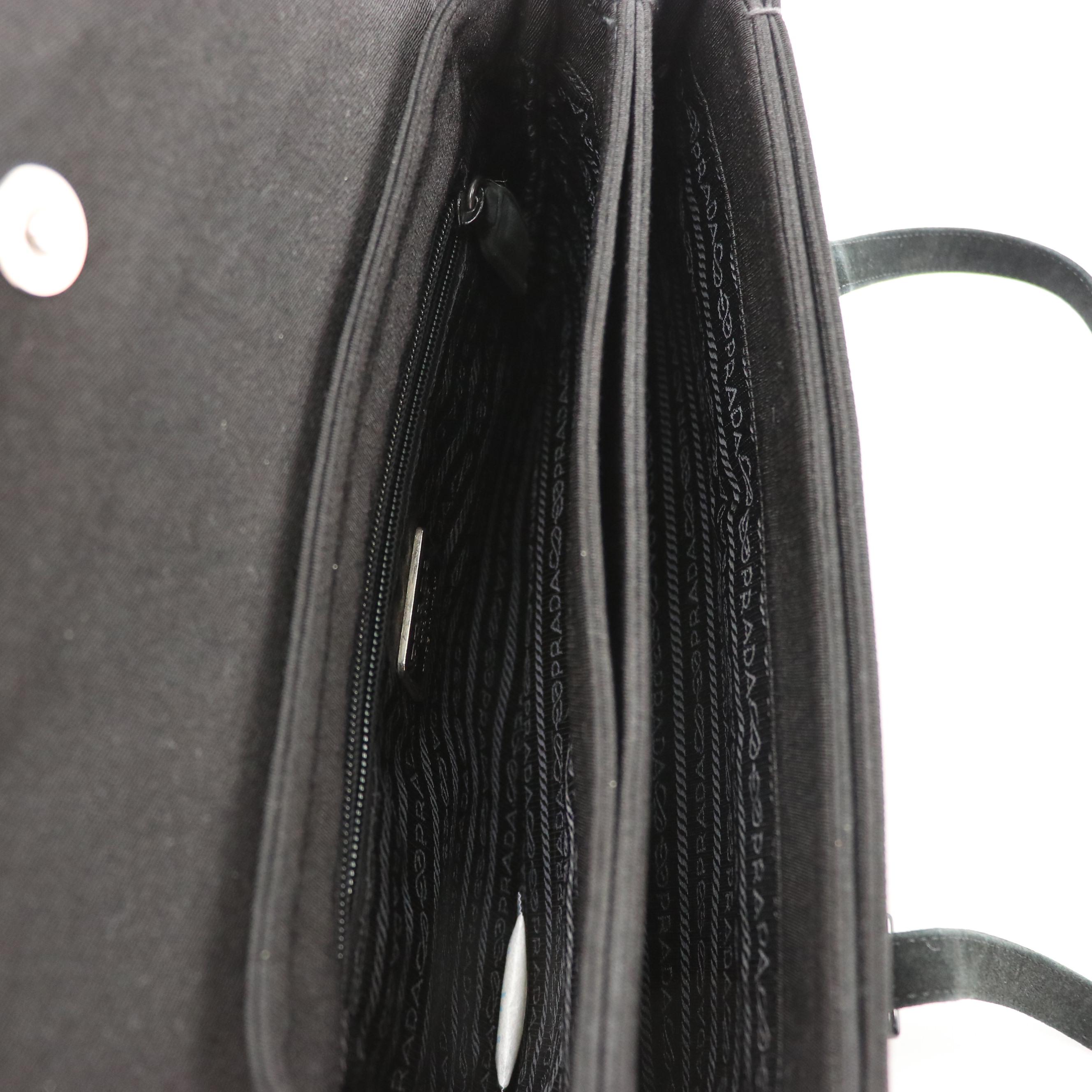 Prada Black Nylon Double Handle Accordion Shoulder Bag