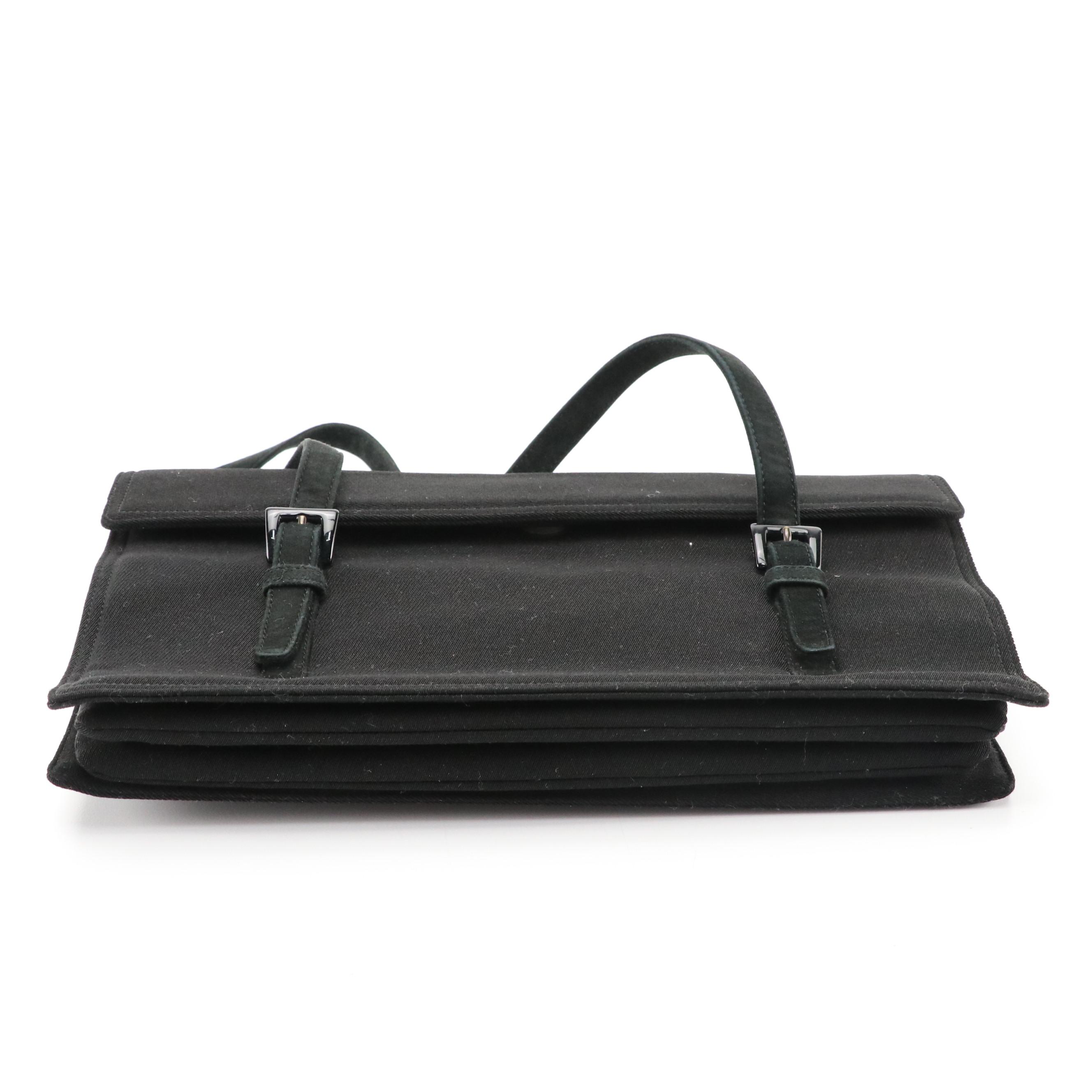 Prada Black Nylon Double Handle Accordion Shoulder Bag