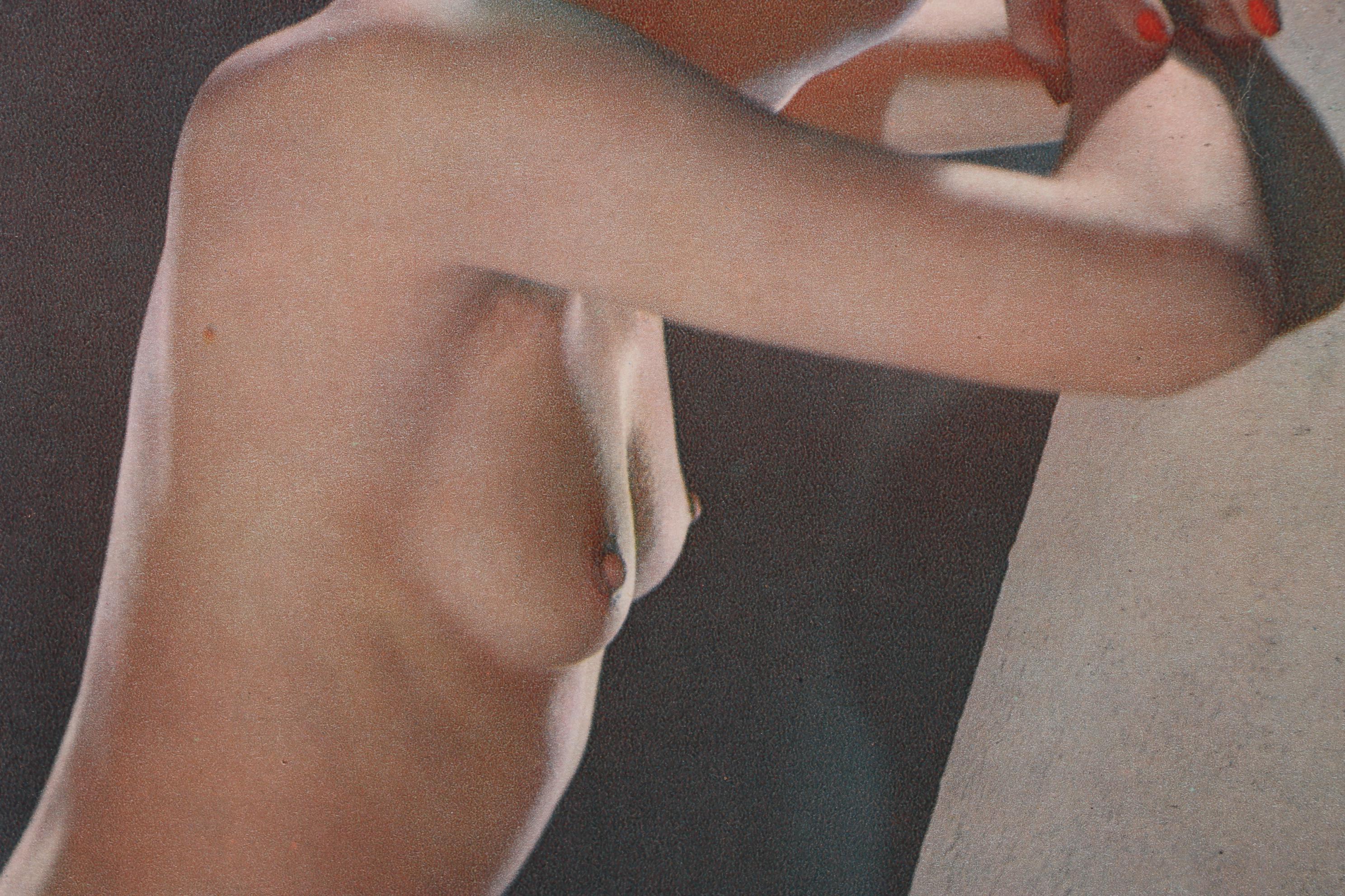 Female Nude Portrait Chromolithograph From "Nus," Circa 1950s