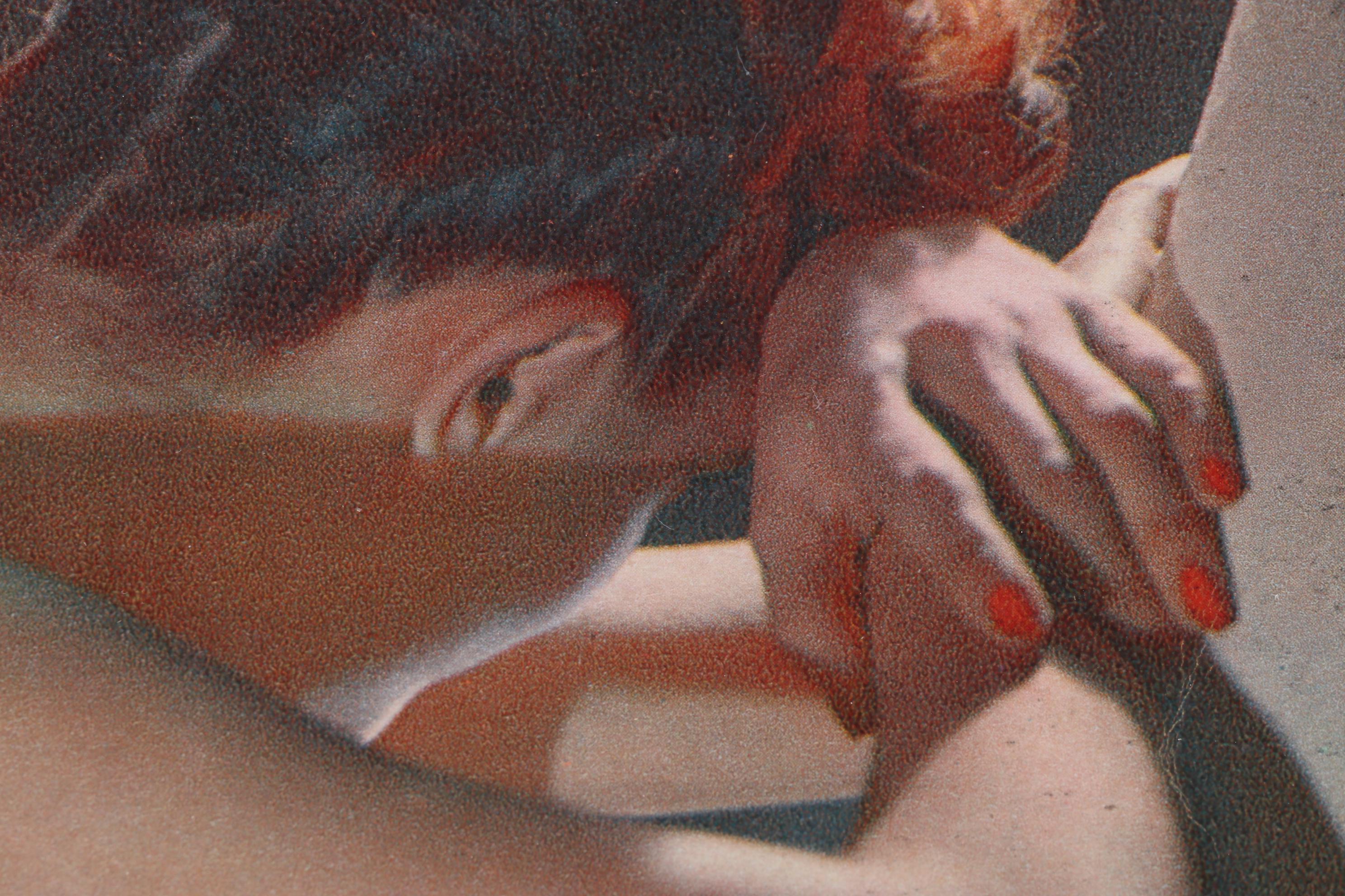 Female Nude Portrait Chromolithograph From "Nus," Circa 1950s