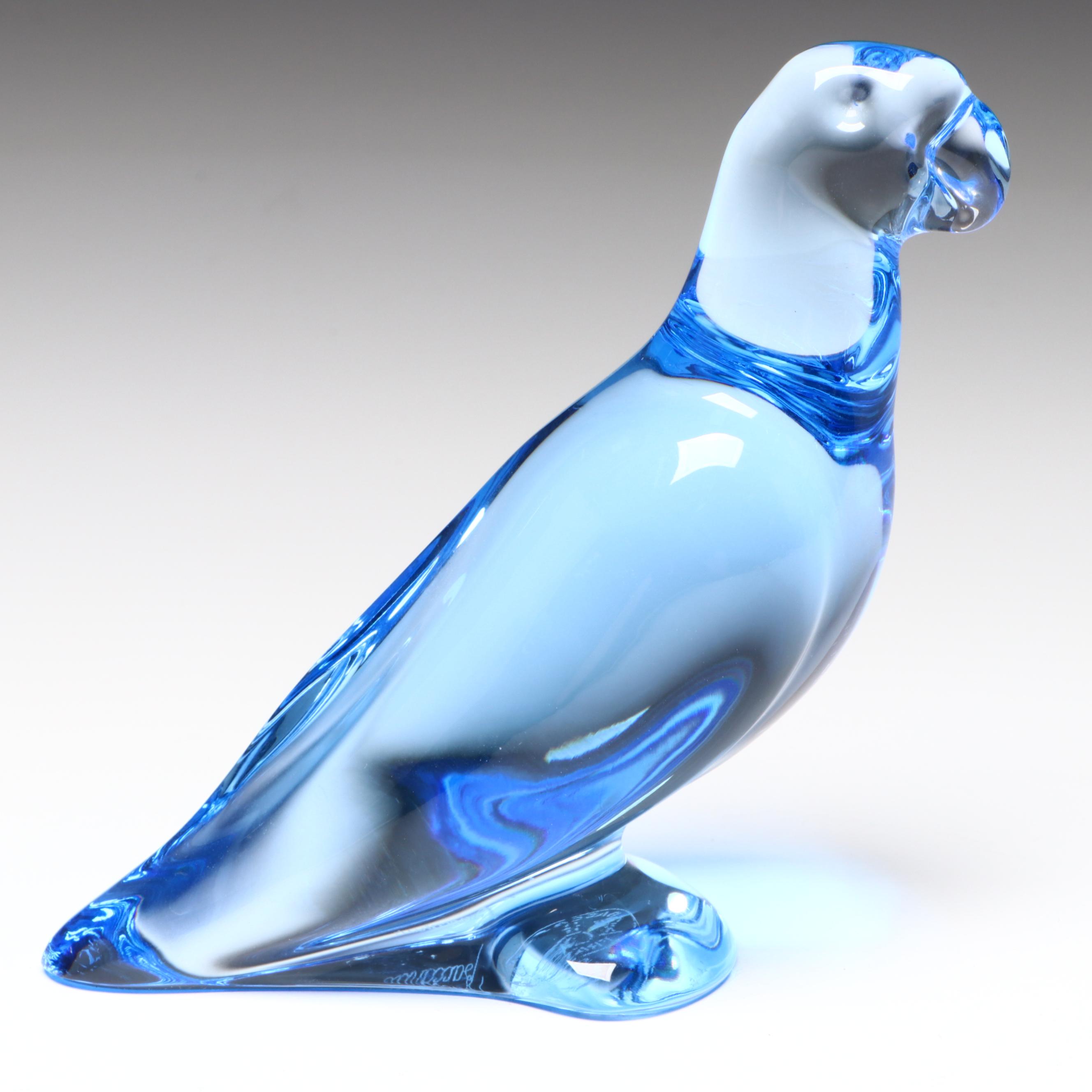 Baccarat Blue Crystal Bird Figurine
