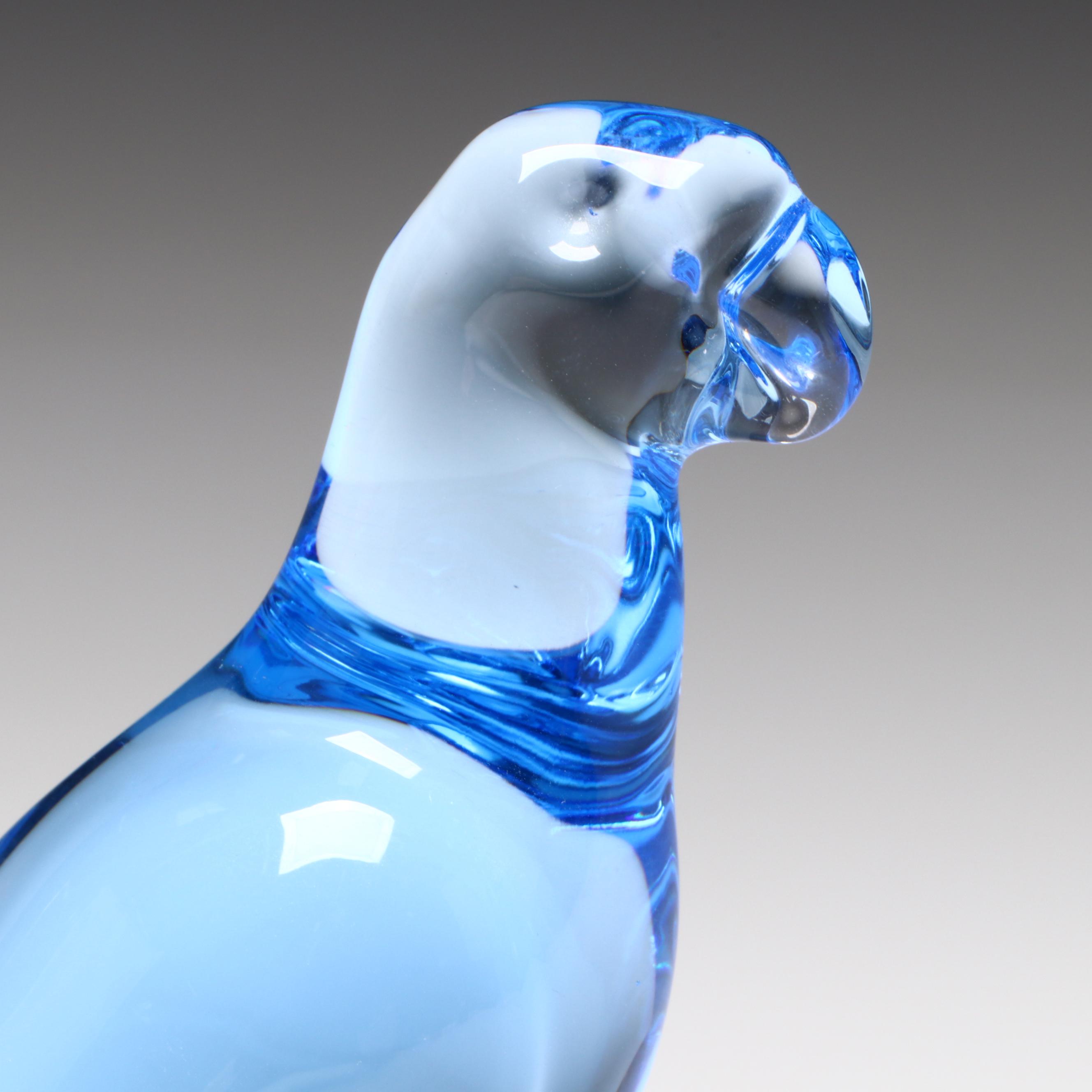 Baccarat Blue Crystal Bird Figurine