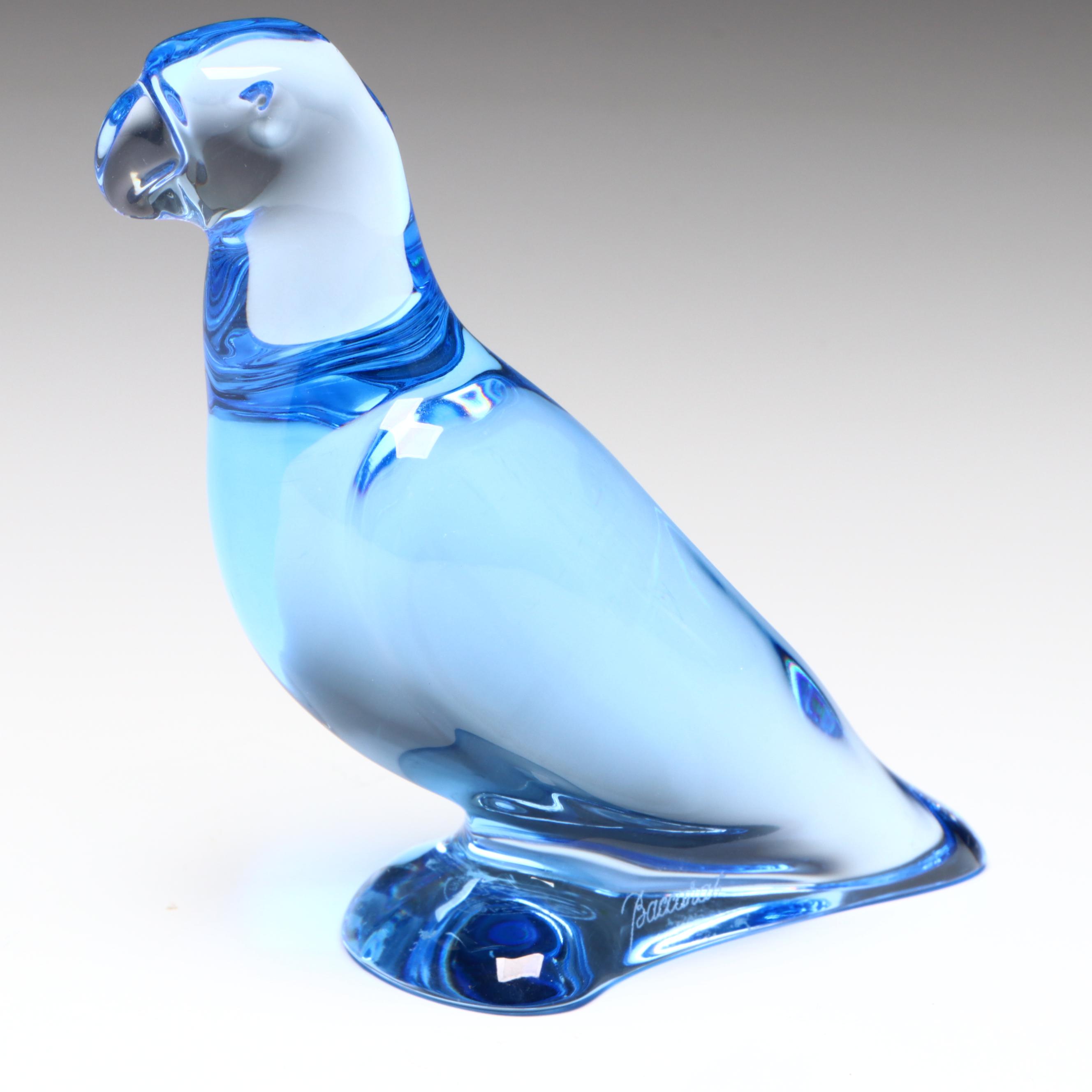 Baccarat Blue Crystal Bird Figurine