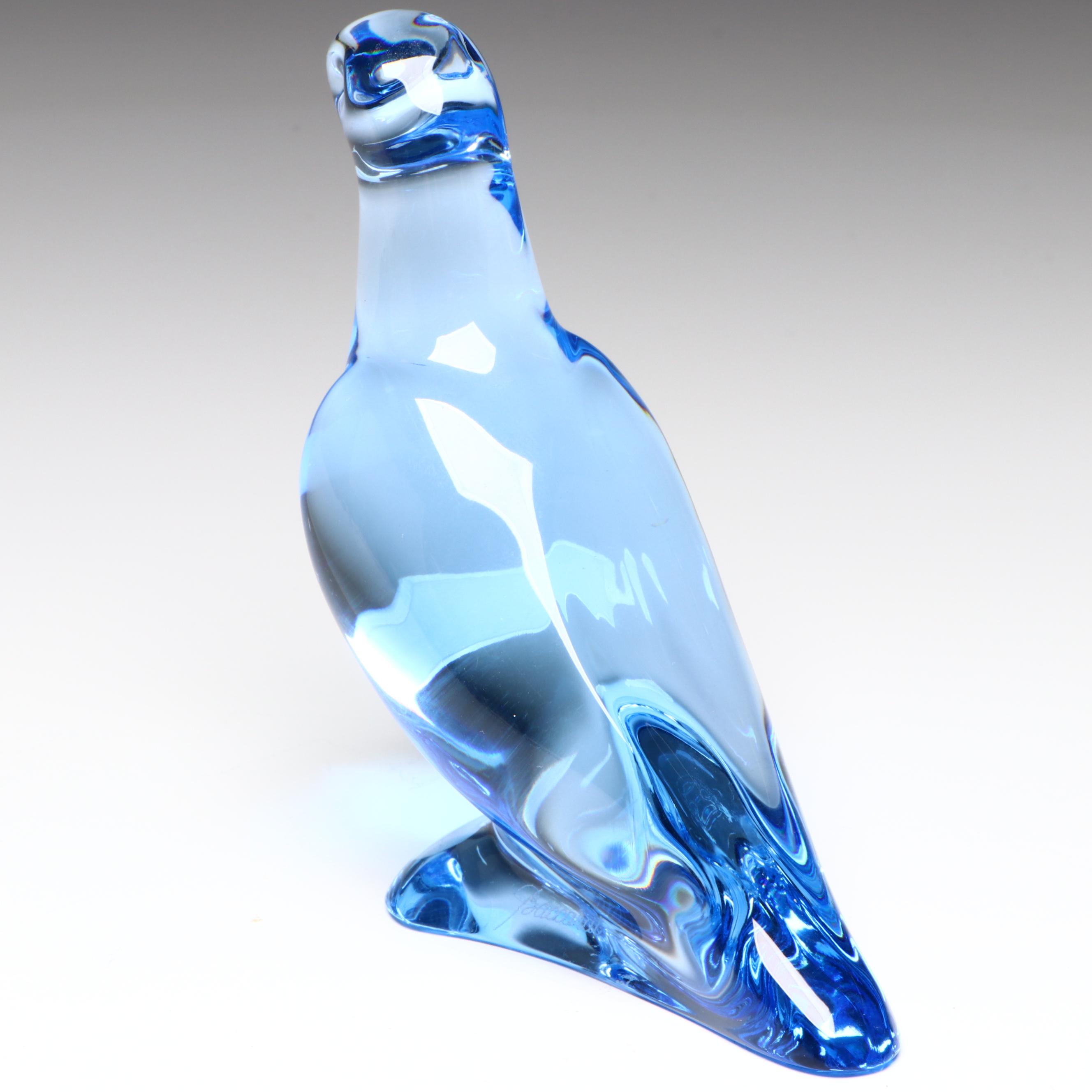 Baccarat Blue Crystal Bird Figurine