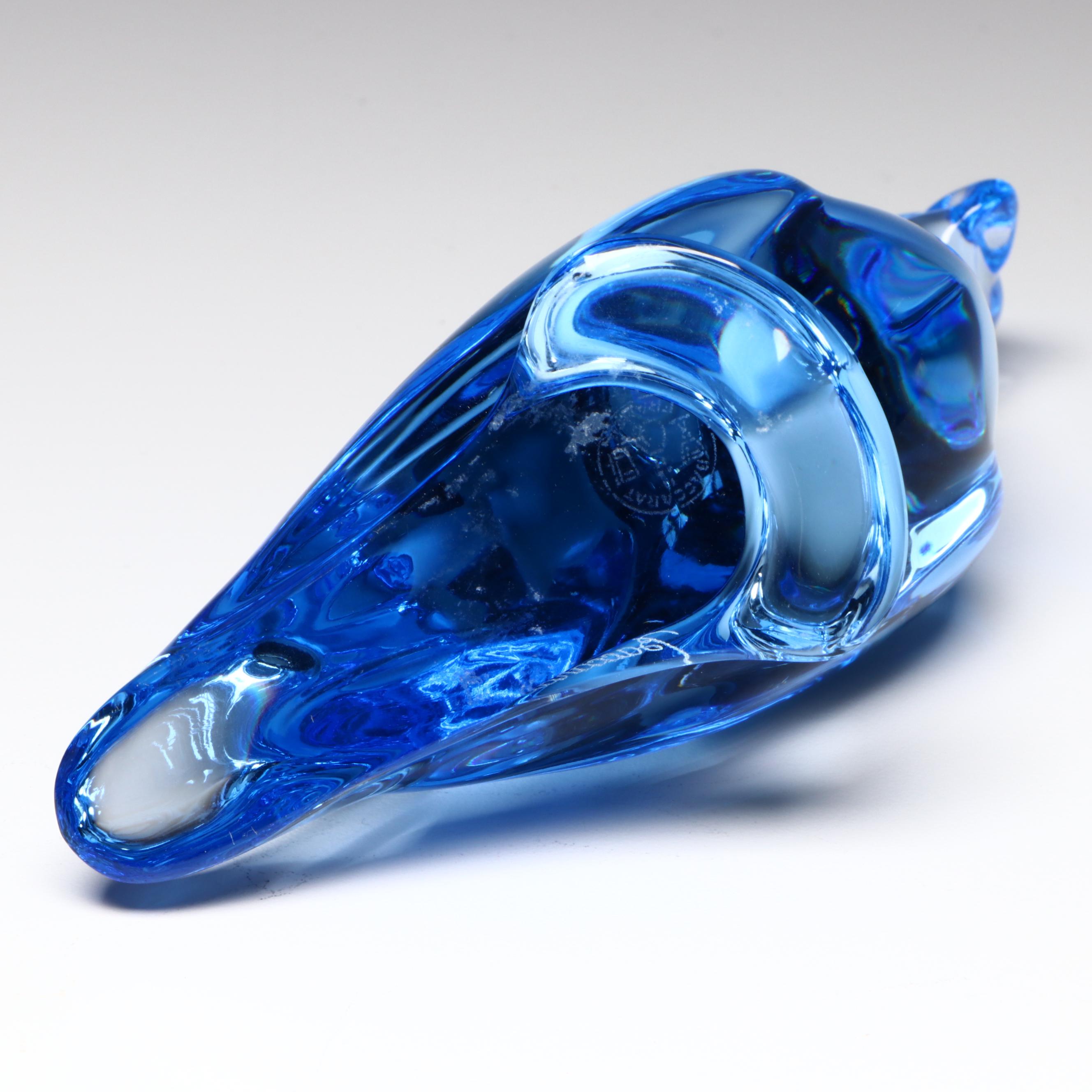 Baccarat Blue Crystal Bird Figurine