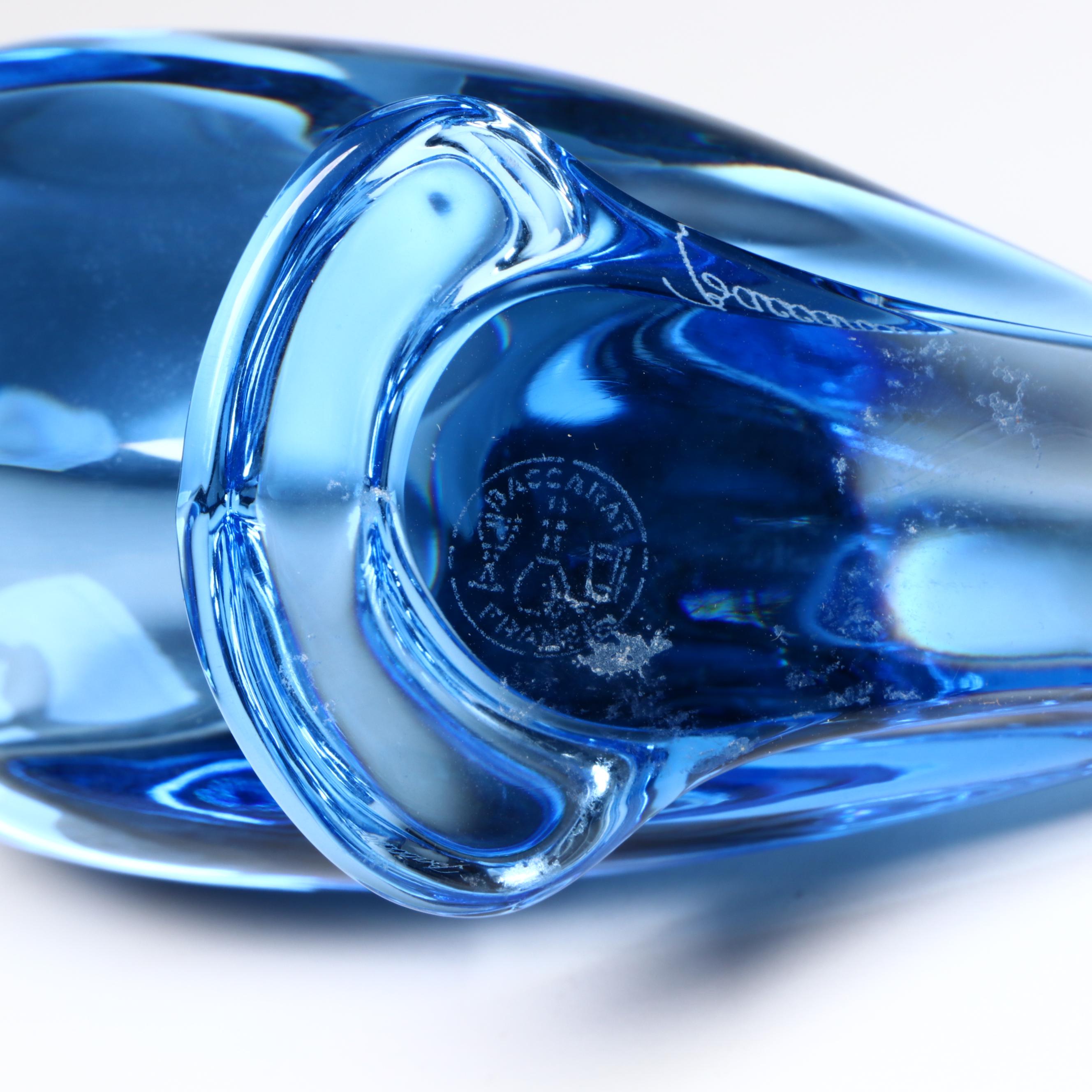 Baccarat Blue Crystal Bird Figurine