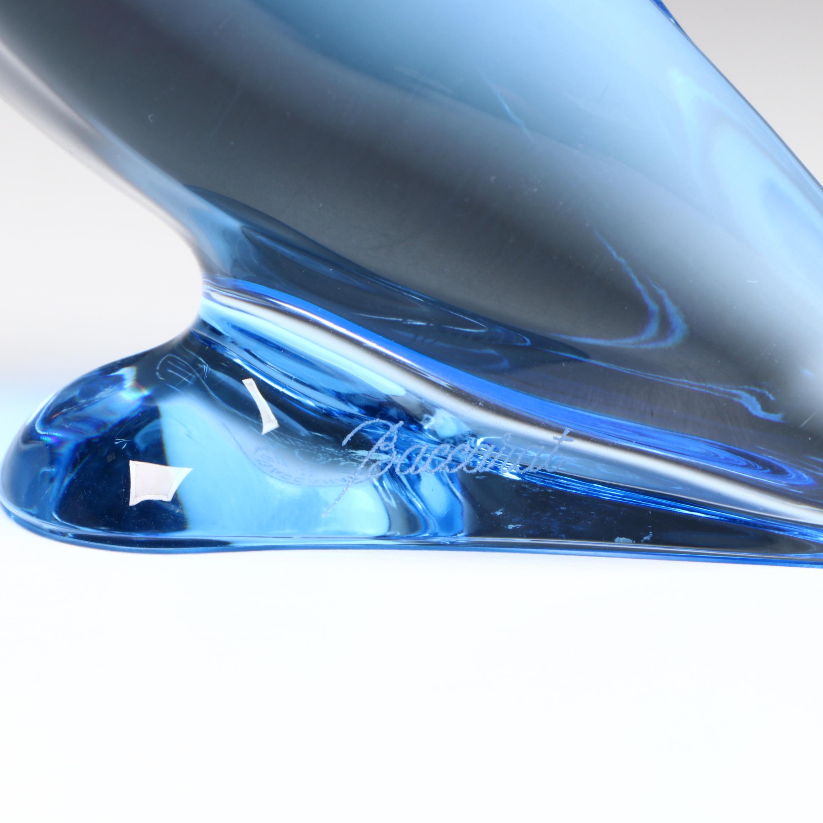 Baccarat Blue Crystal Bird Figurine