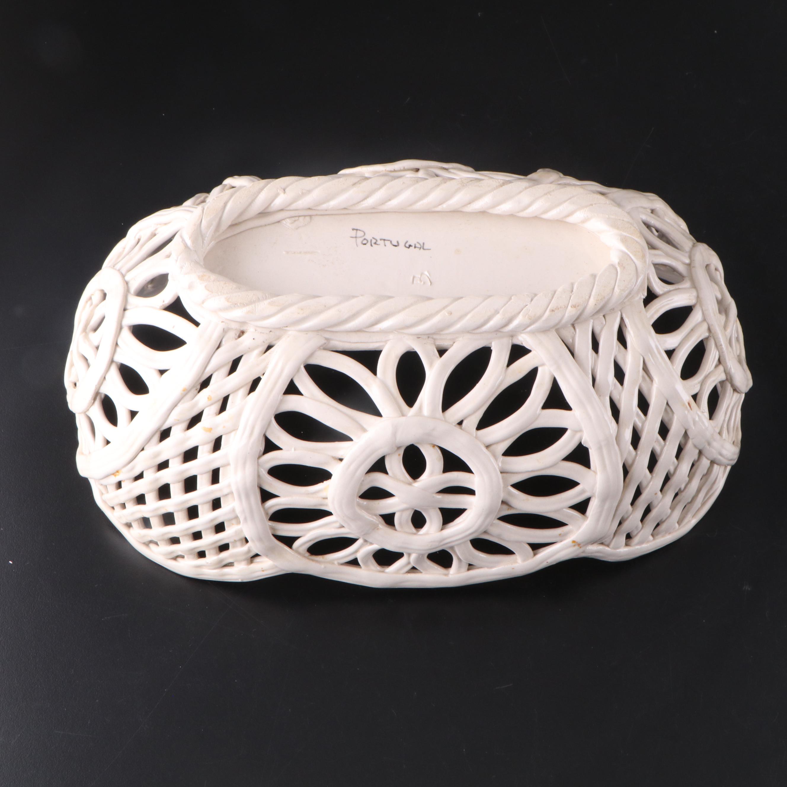 Fossil Staghorn Coral, Fossil Brain Coral and Portuguese Creamware Pottery Bowl