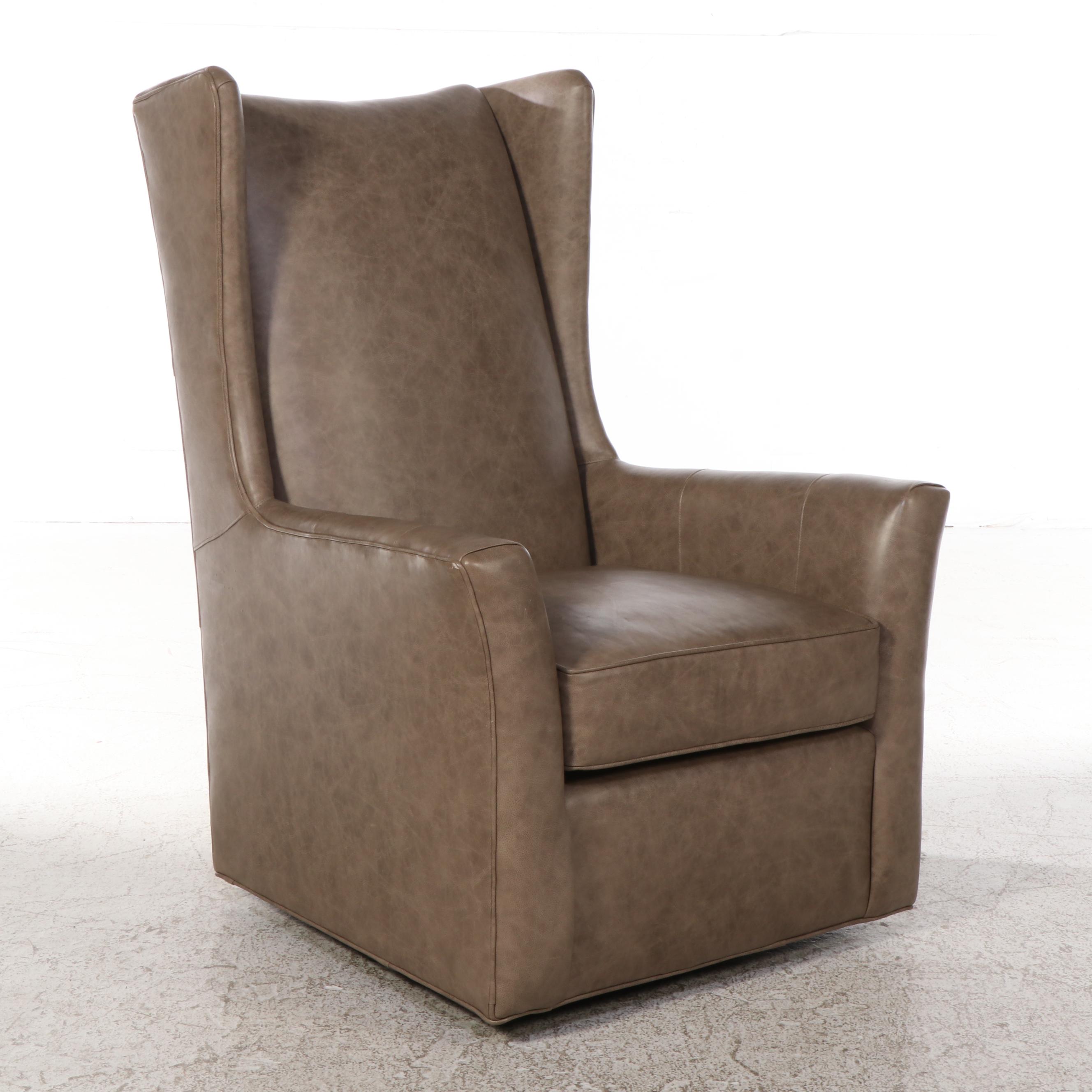 Arhaus Furniture Leather Swivel Wingback Armchair