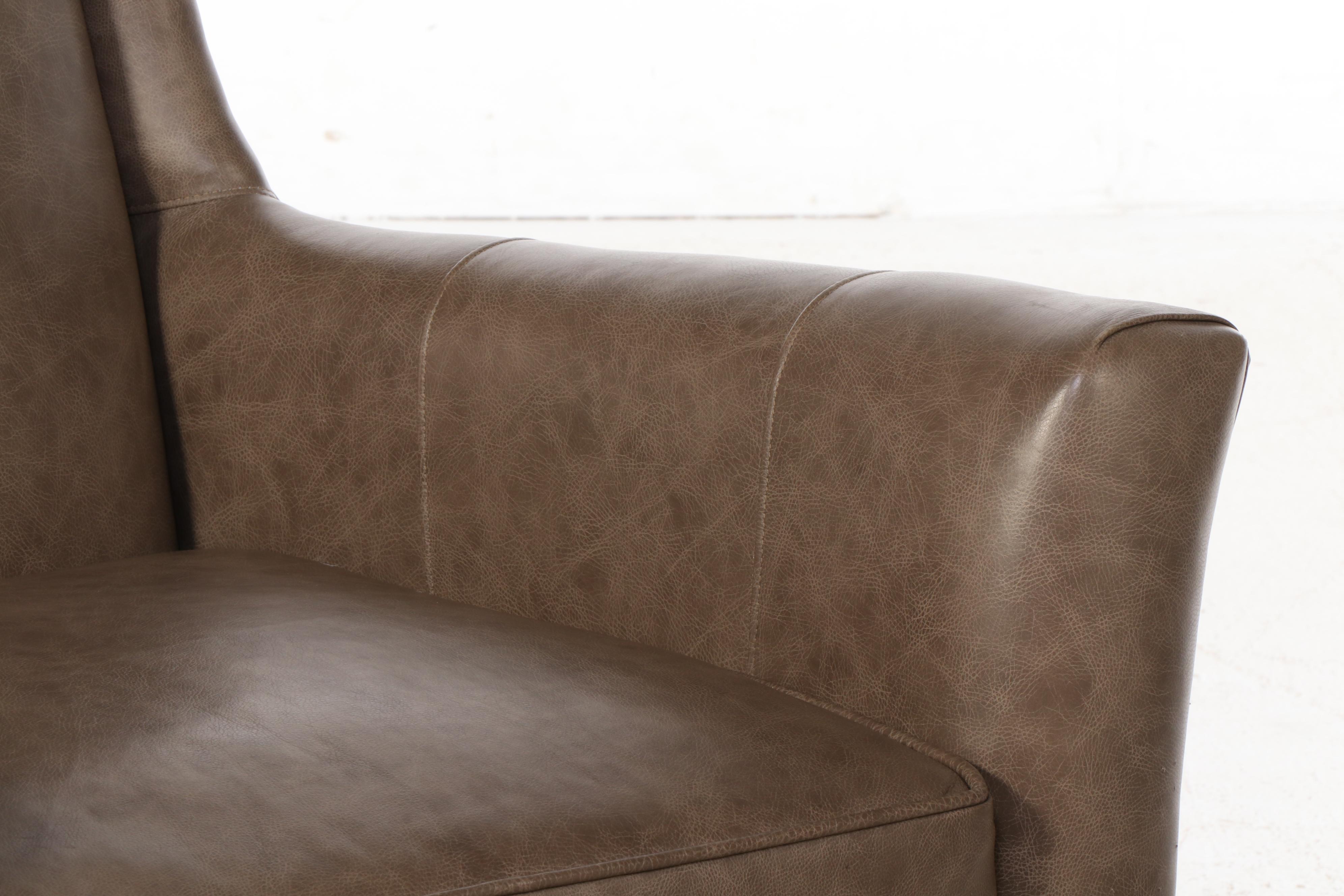 Arhaus Furniture Leather Swivel Wingback Armchair