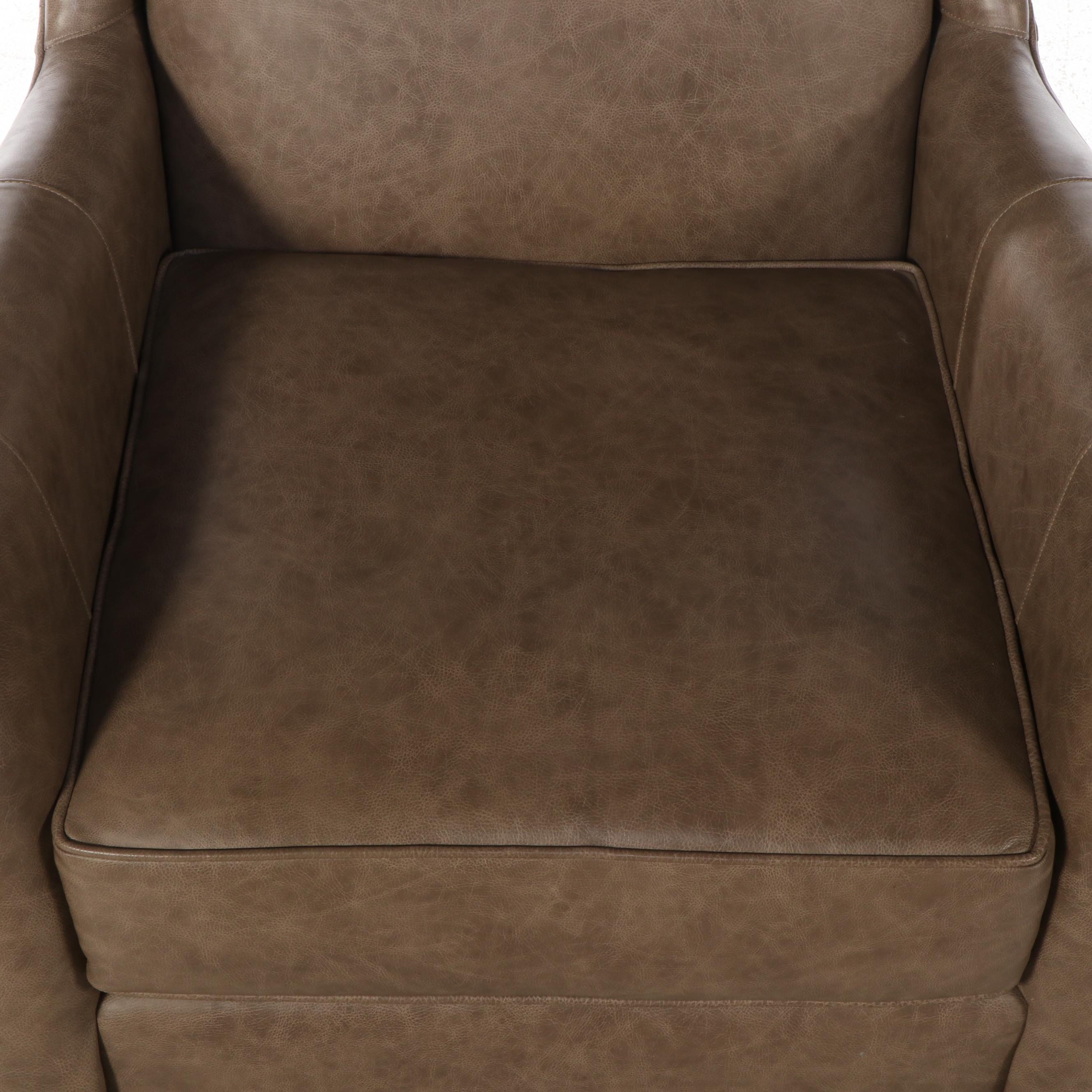 Arhaus Furniture Leather Swivel Wingback Armchair