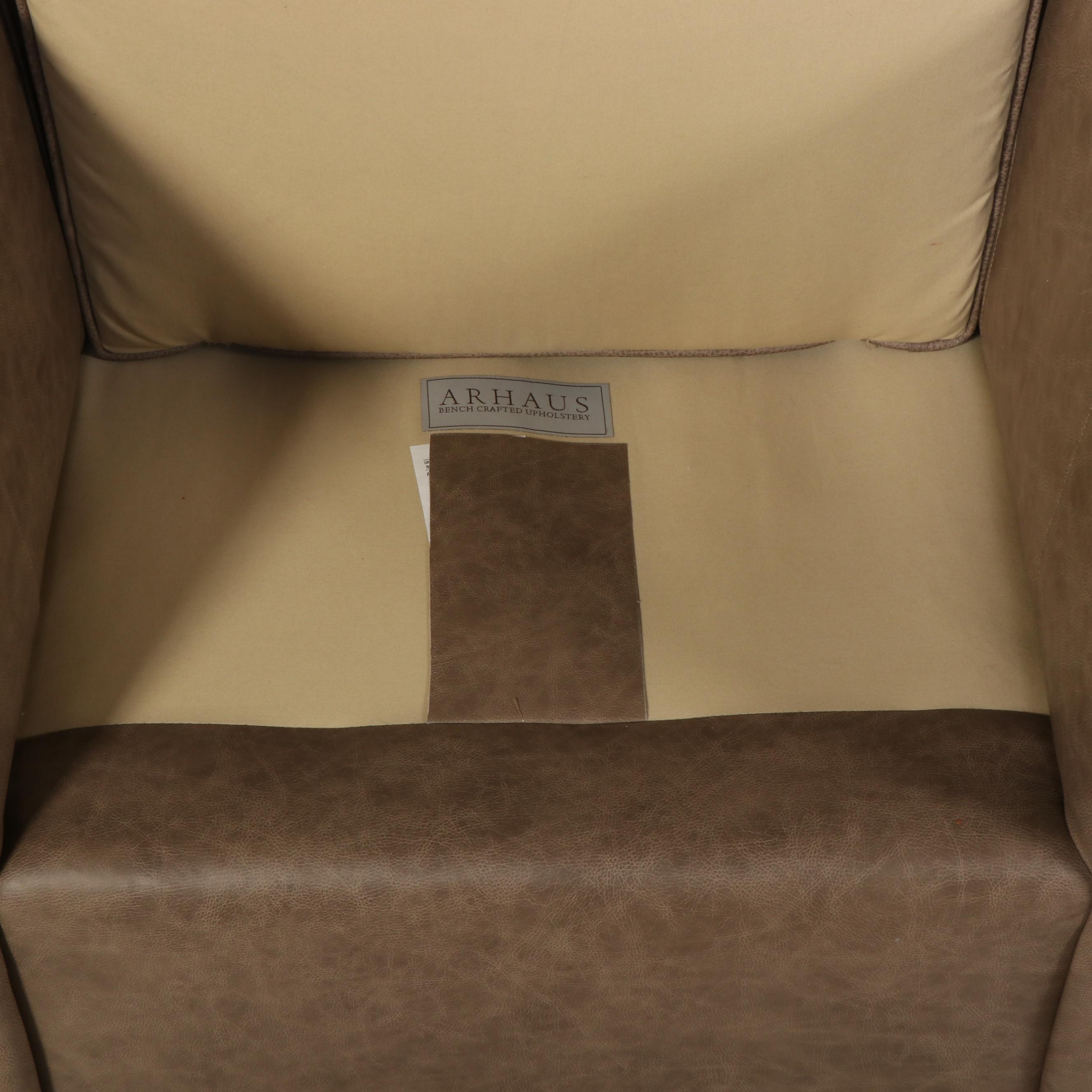 Arhaus Furniture Leather Swivel Wingback Armchair