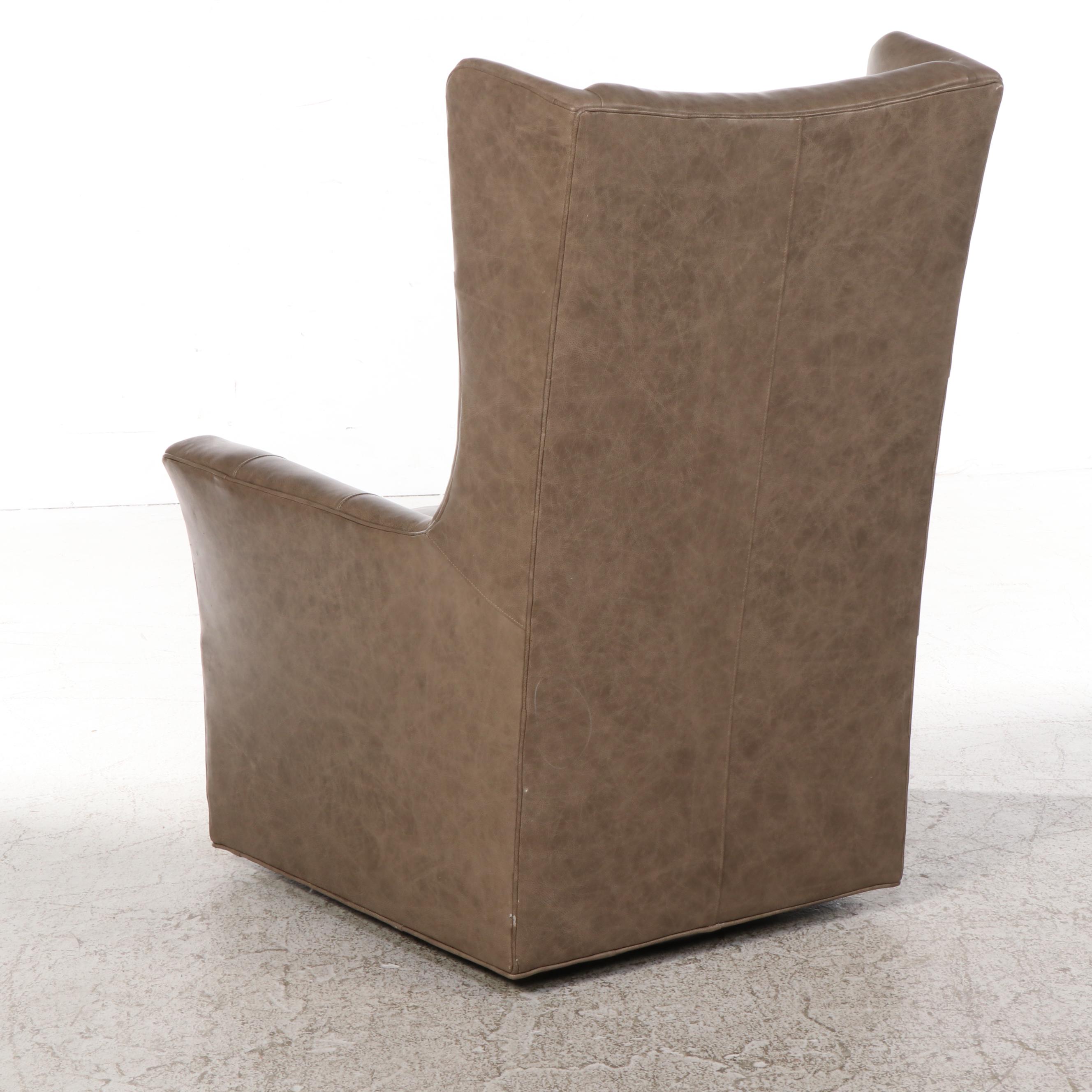 Arhaus Furniture Leather Swivel Wingback Armchair