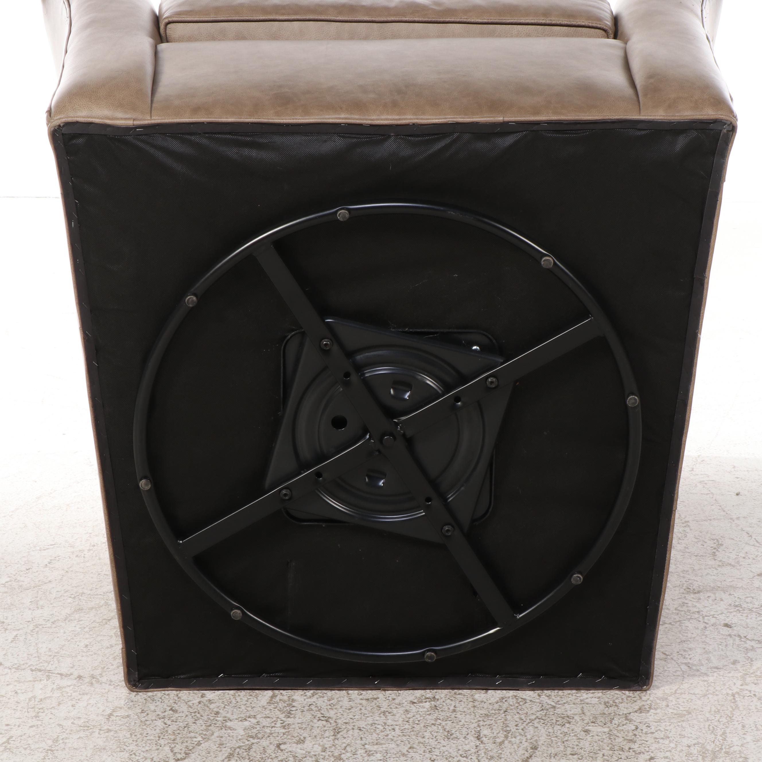 Arhaus Furniture Leather Swivel Wingback Armchair