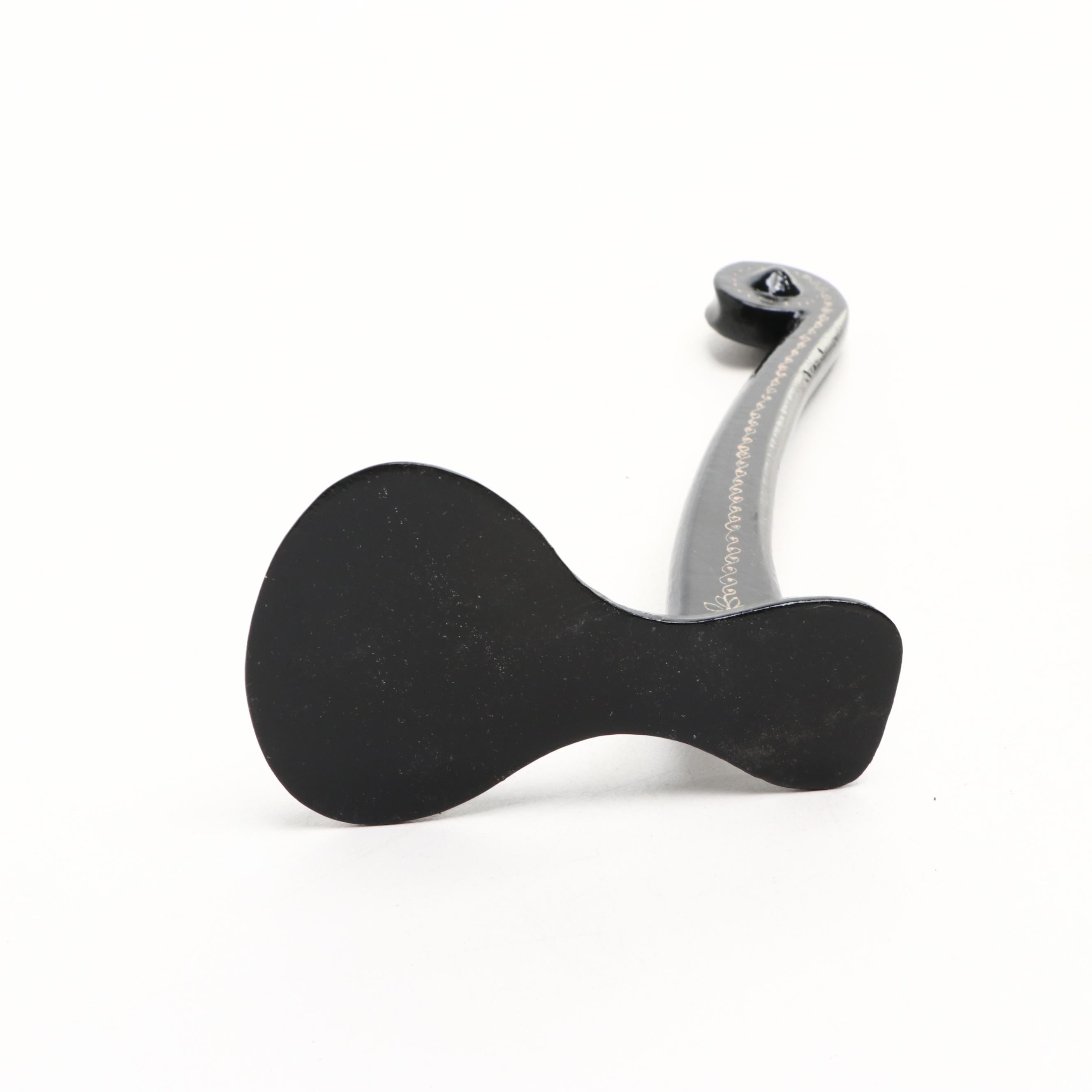 Russian Lacquered Egg Featuring Saint Petersburg and String Instrument Form Box