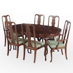 Seven-Piece Thomasville Queen Anne Style Cherrywood Dining Set, Late 20th C.