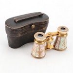 Lemaire French Mother-of-Pearl Opera Glasses with Leather Case