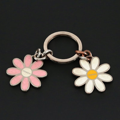 Coach Enameled Metal Daisy Purse Charms Keychains