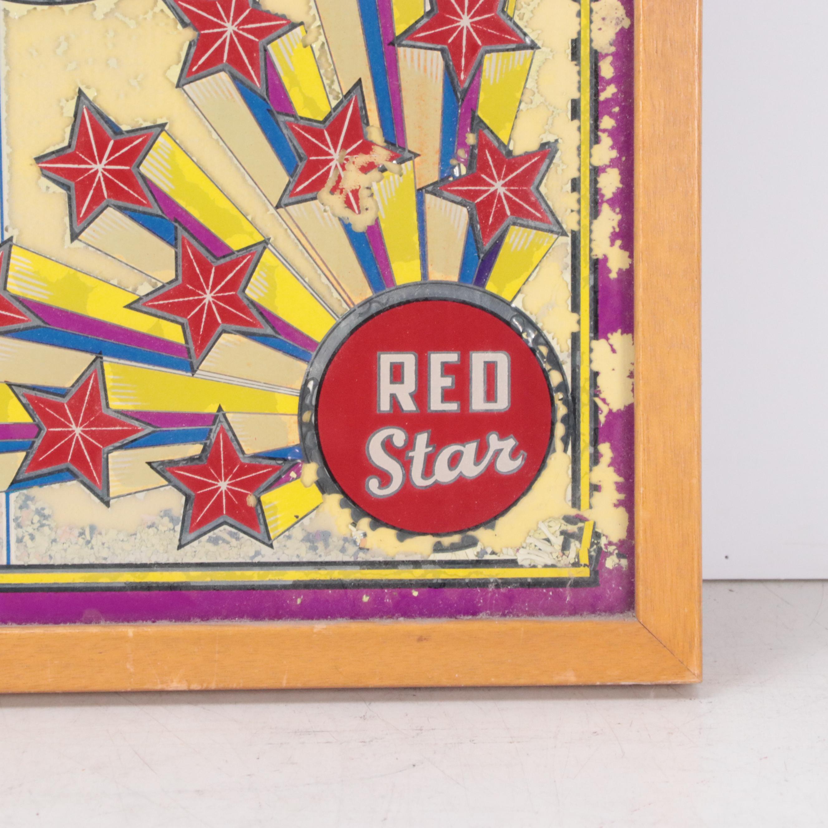 "Star Attraction" Pinball Back Glass, Circa 1941