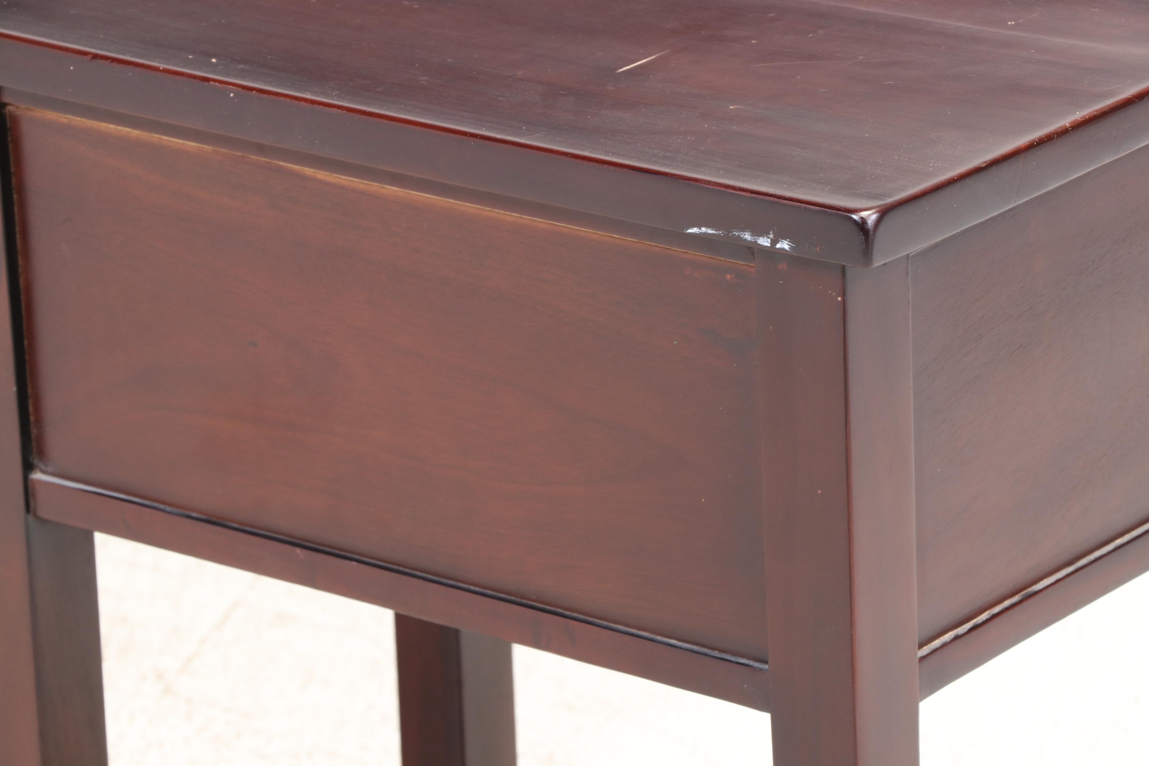 Pair of Contemporary Hardwood Two-Drawer Side Tables