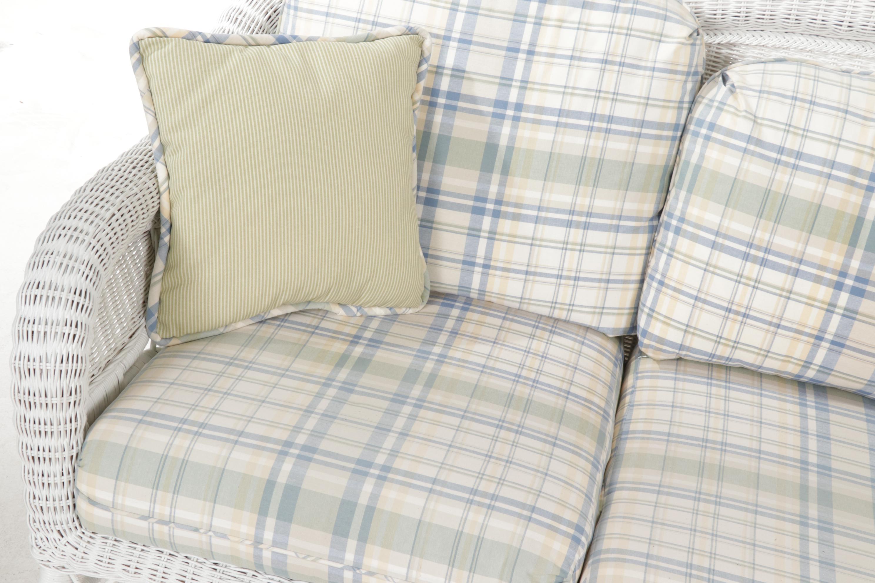 Henry Link for Lexington Furniture White Wicker Sofa and Side Tables