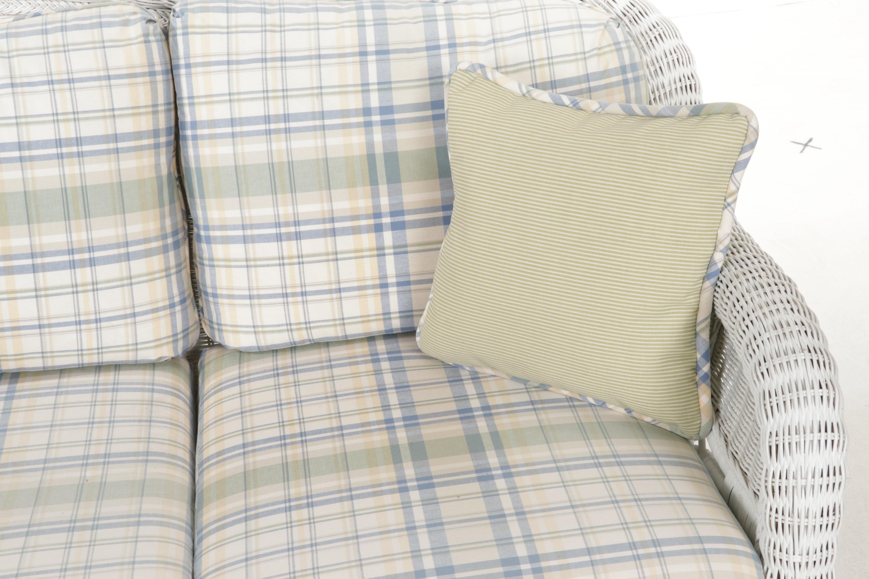 Henry Link for Lexington Furniture White Wicker Sofa and Side Tables