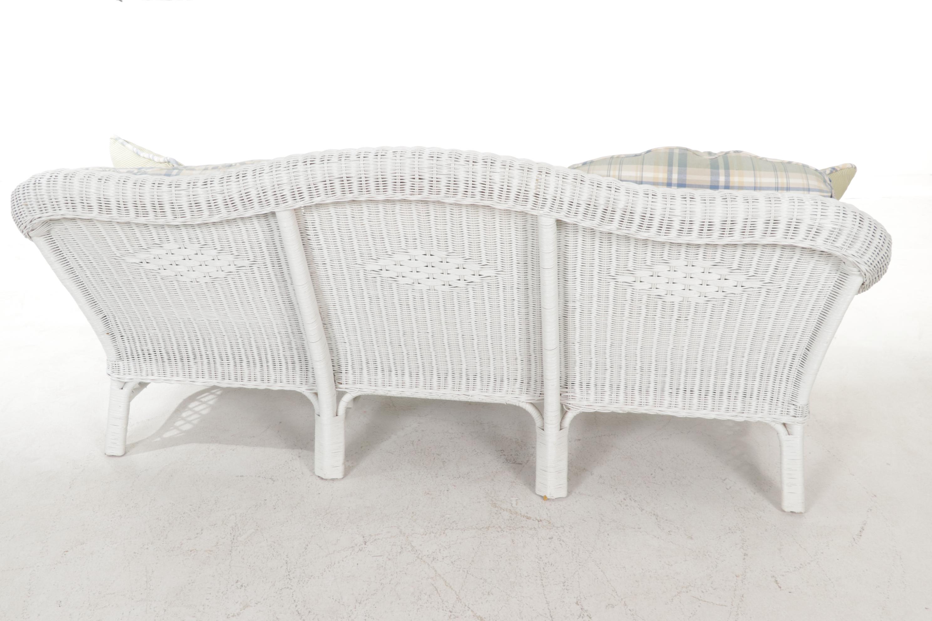 Henry Link for Lexington Furniture White Wicker Sofa and Side Tables