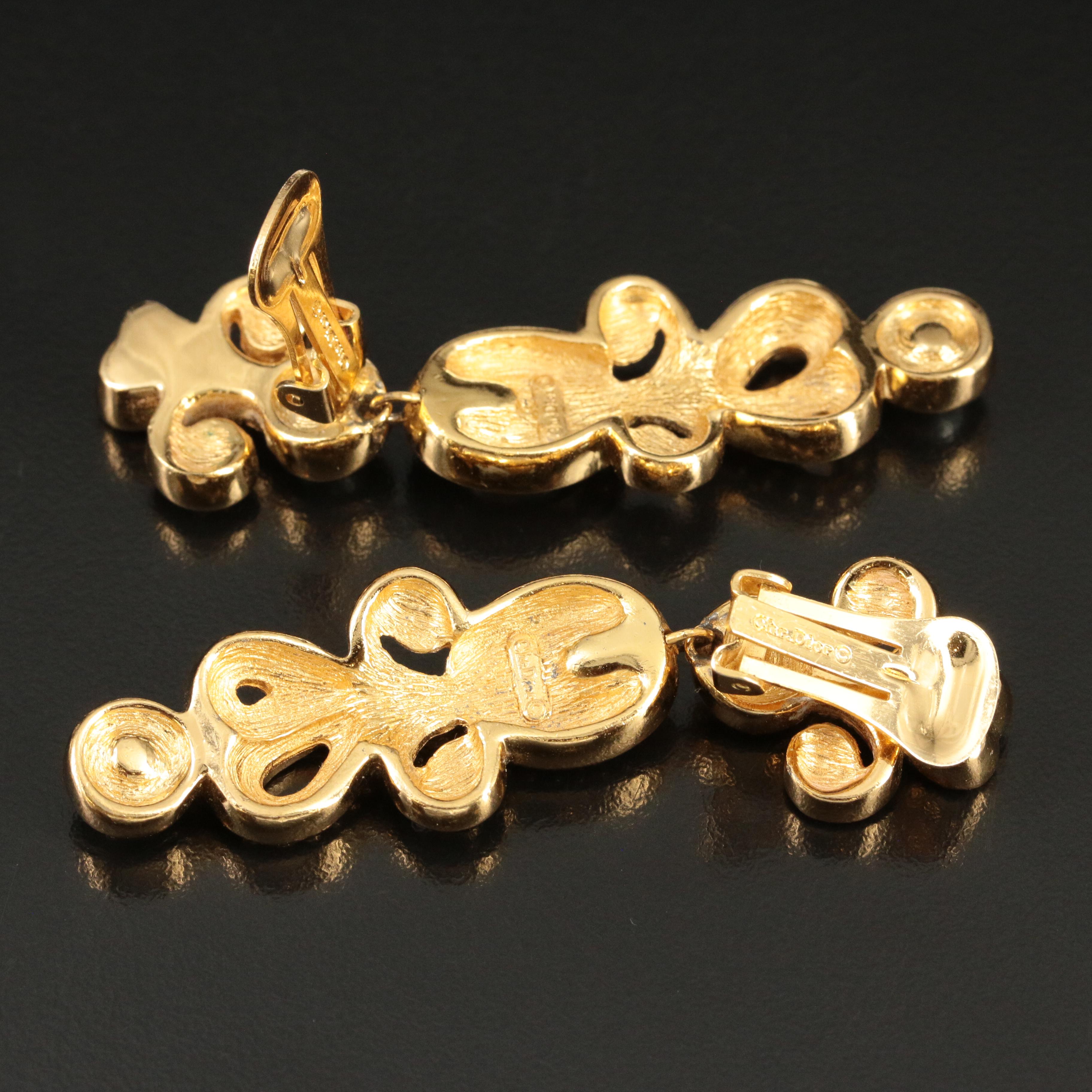 Christian Dior Faux Pearl and Crystal Drop Earrings