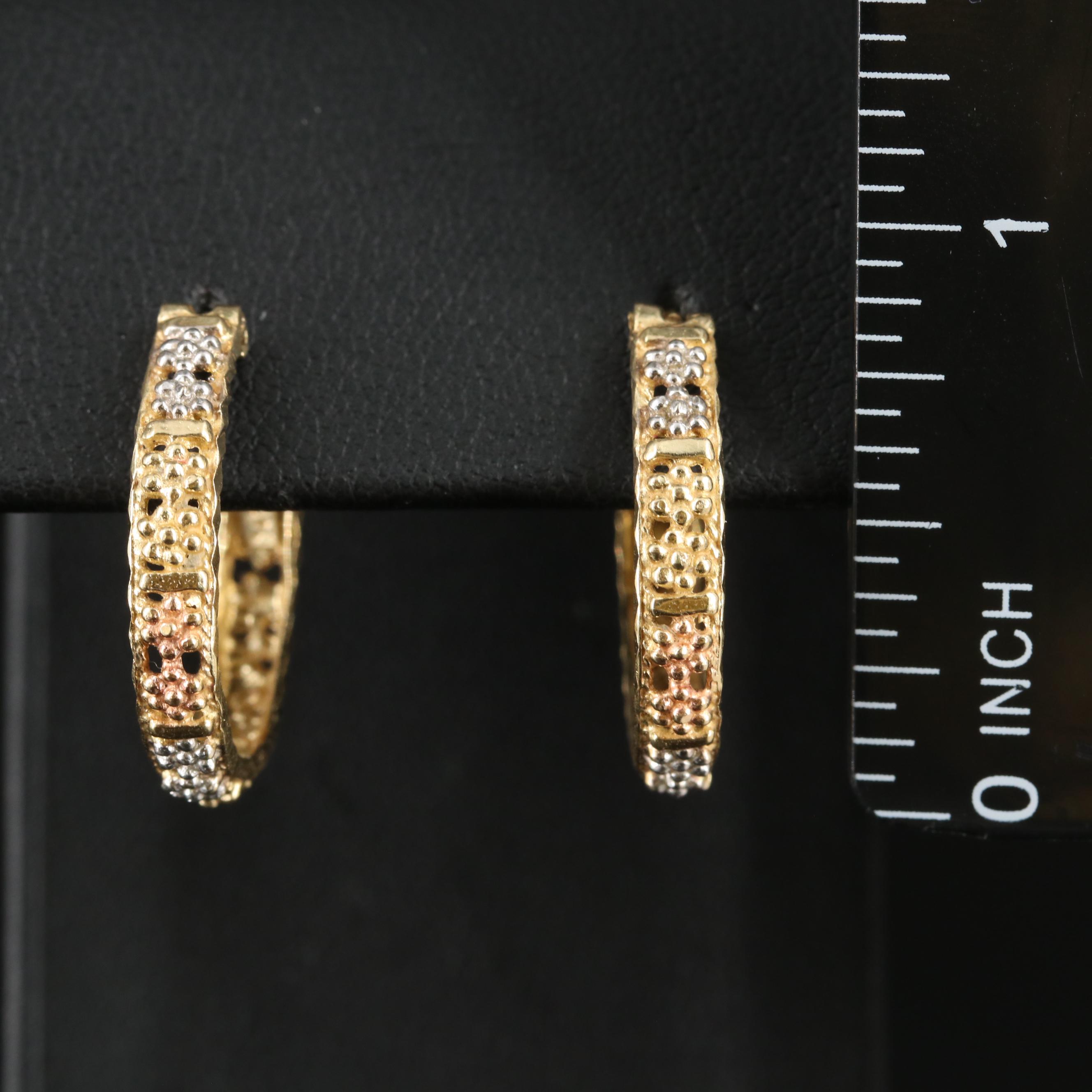 14K Tri-Color Hoop Earrings