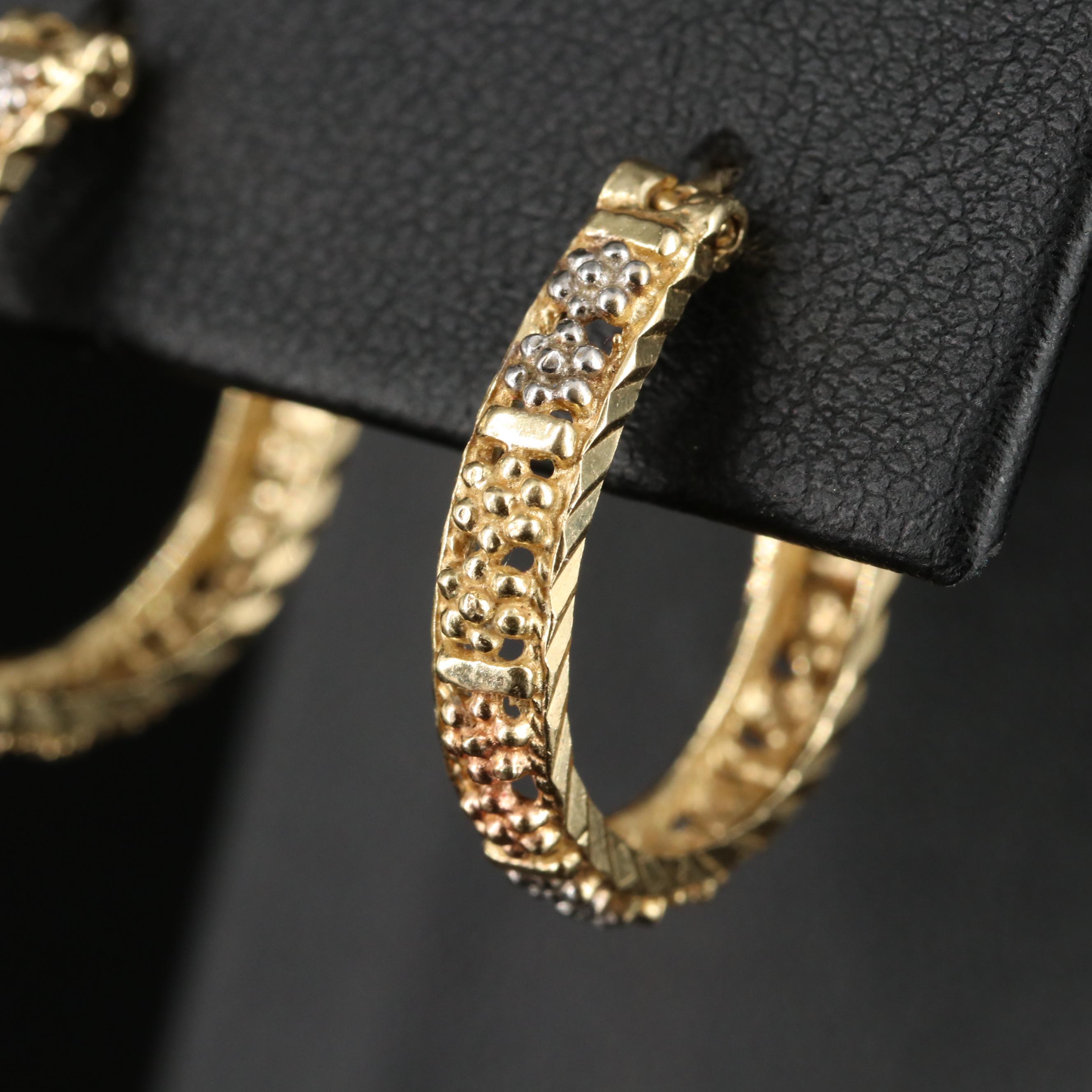 14K Tri-Color Hoop Earrings