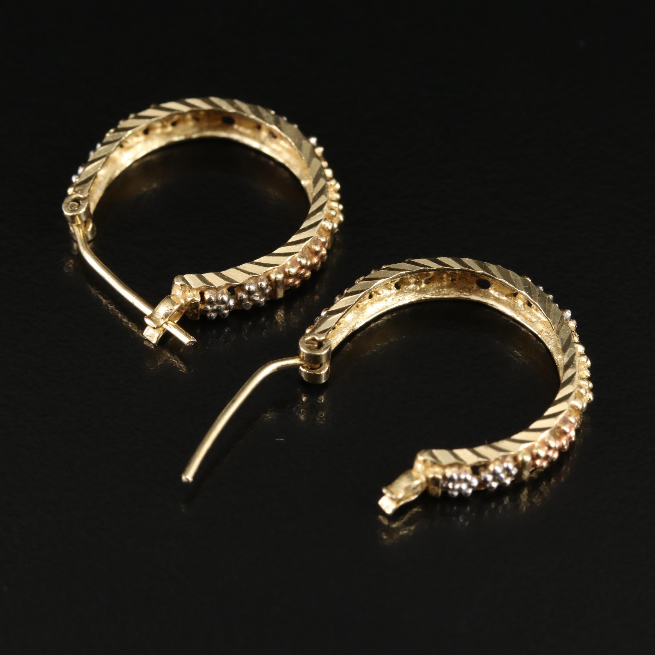 14K Tri-Color Hoop Earrings