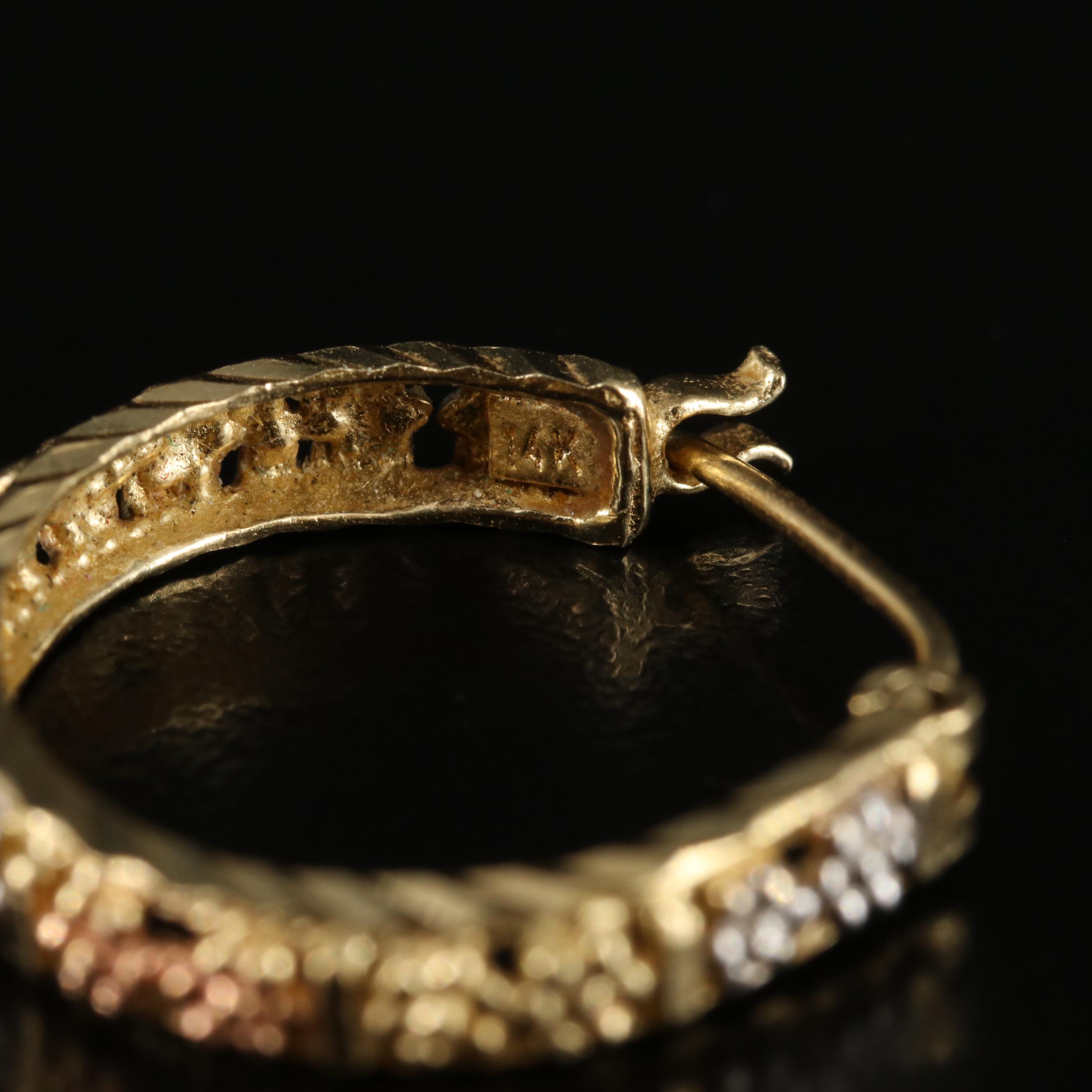 14K Tri-Color Hoop Earrings