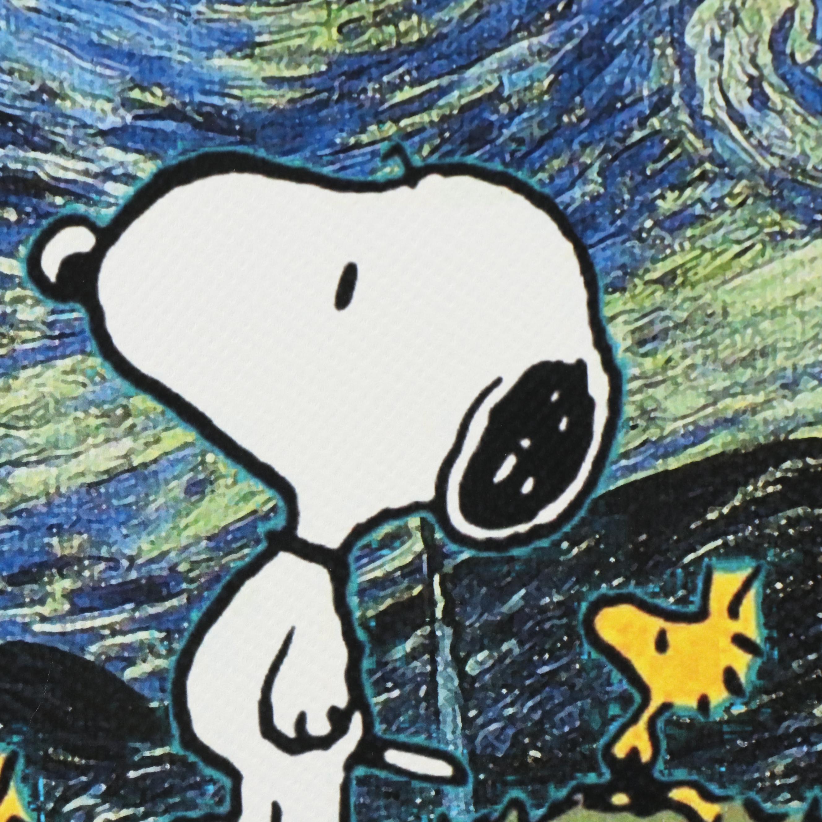 Death NYC Pop Art Graphic Print of Snoopy and Woodstock Starry Night